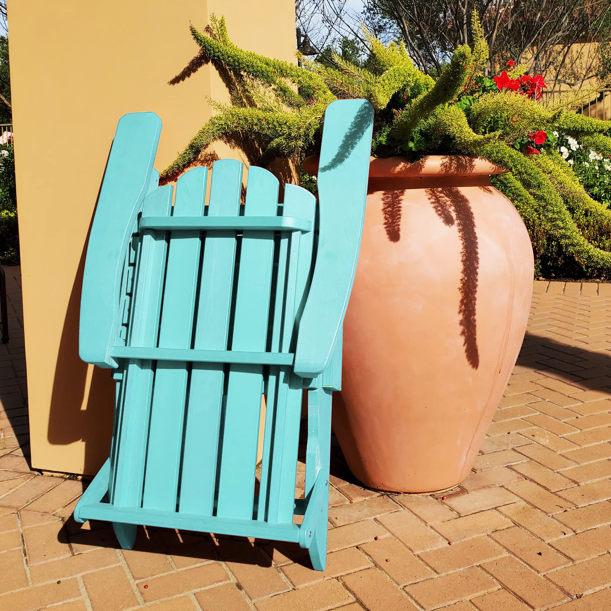 Premium Folding Adirondack Chair - 300 lb Capacity Weather-Resistant Poly Lumber Outdoor Patio Furniture - Classic Blue Plastic Chairs for Garden, Fire Pit & Backyard Relaxation