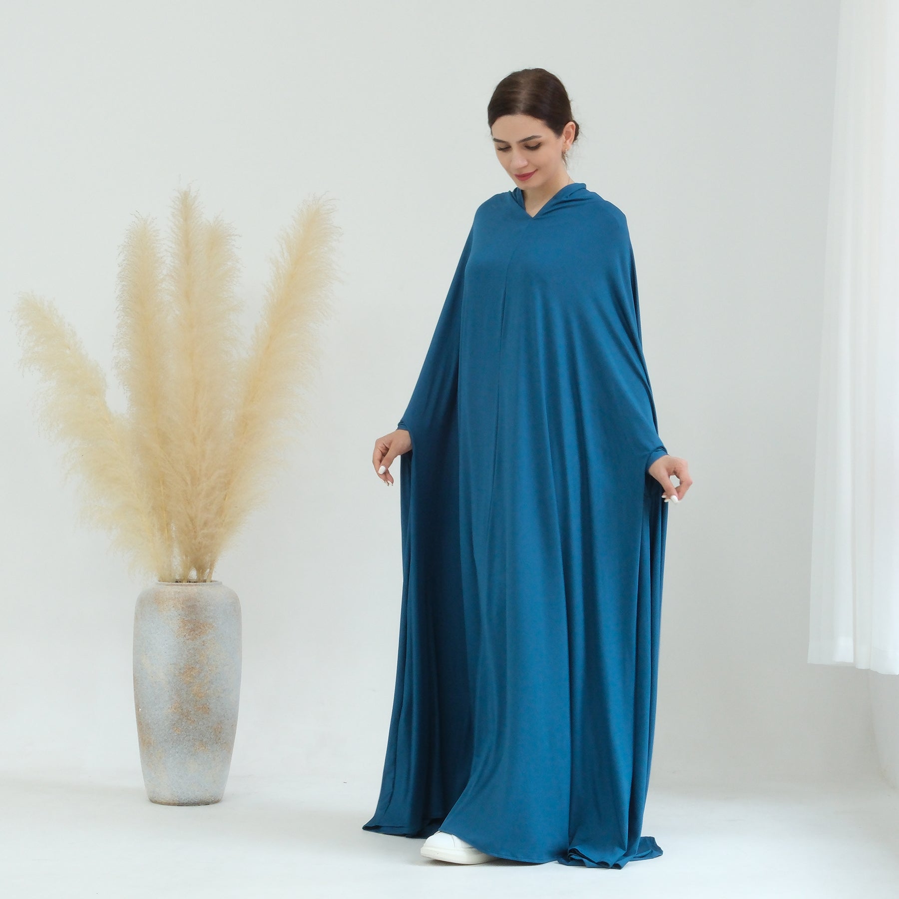 Awra Cape Hijab Combo - Duck Blue Color - Modest Muslim Women's Prayer Shawl & Scarf Set - Perfect for Daily Wear, Prayer, and Special Occasions