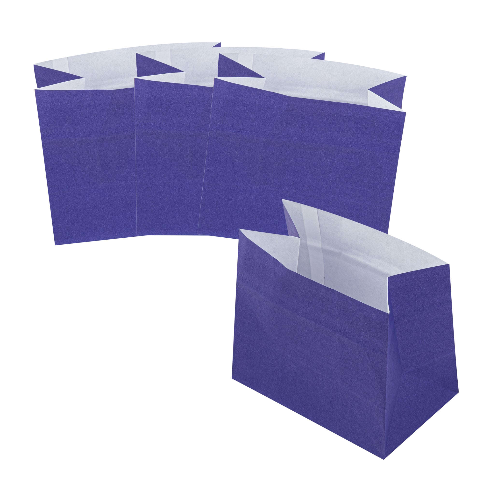 Purple Paper Snack Bags - 4.25 x 2.5 x 3.75 Inches Large Size - 100 Count Box - Perfect for Parties, Picnics & School Lunches