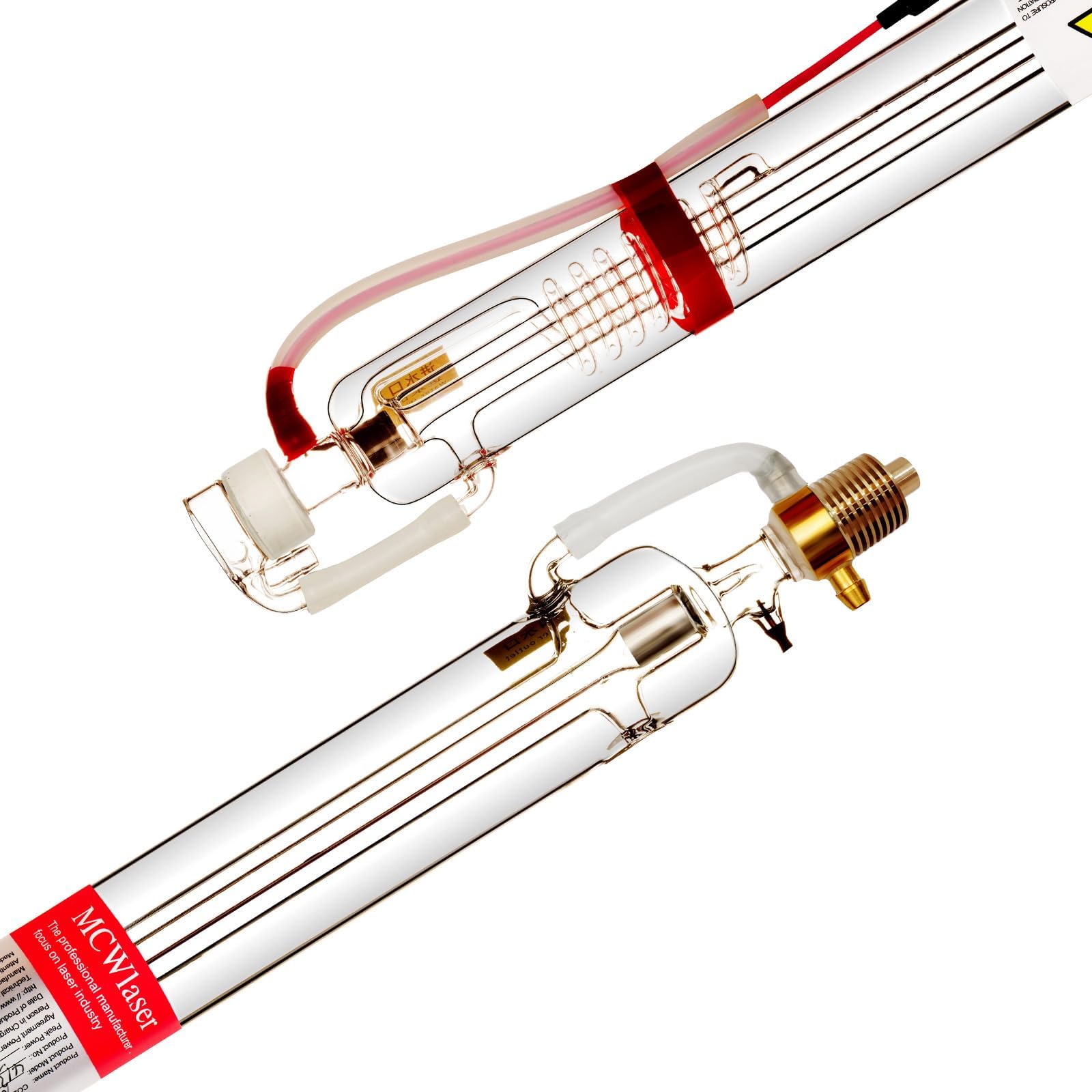 MCWlaser 70W CO2 Laser Tube - 1250mm Length, 55mm Diameter Glass Laser Tube for Engraving & Cutting (60W-80W Power Range) with Preconnected Metal Head & Coating Cable - Perfect for DIY Projects, Sign Making, and Industrial Applications