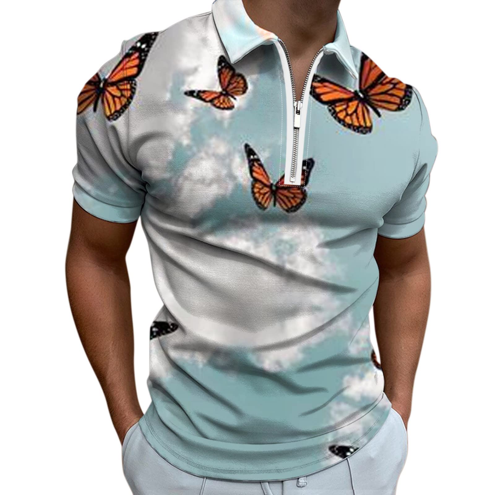**Men's Slim Fit Cotton Short Sleeve Polo Shirts – Floral Paisley Print Casual Summer Tops for Golf, Work & Outdoor Activities**