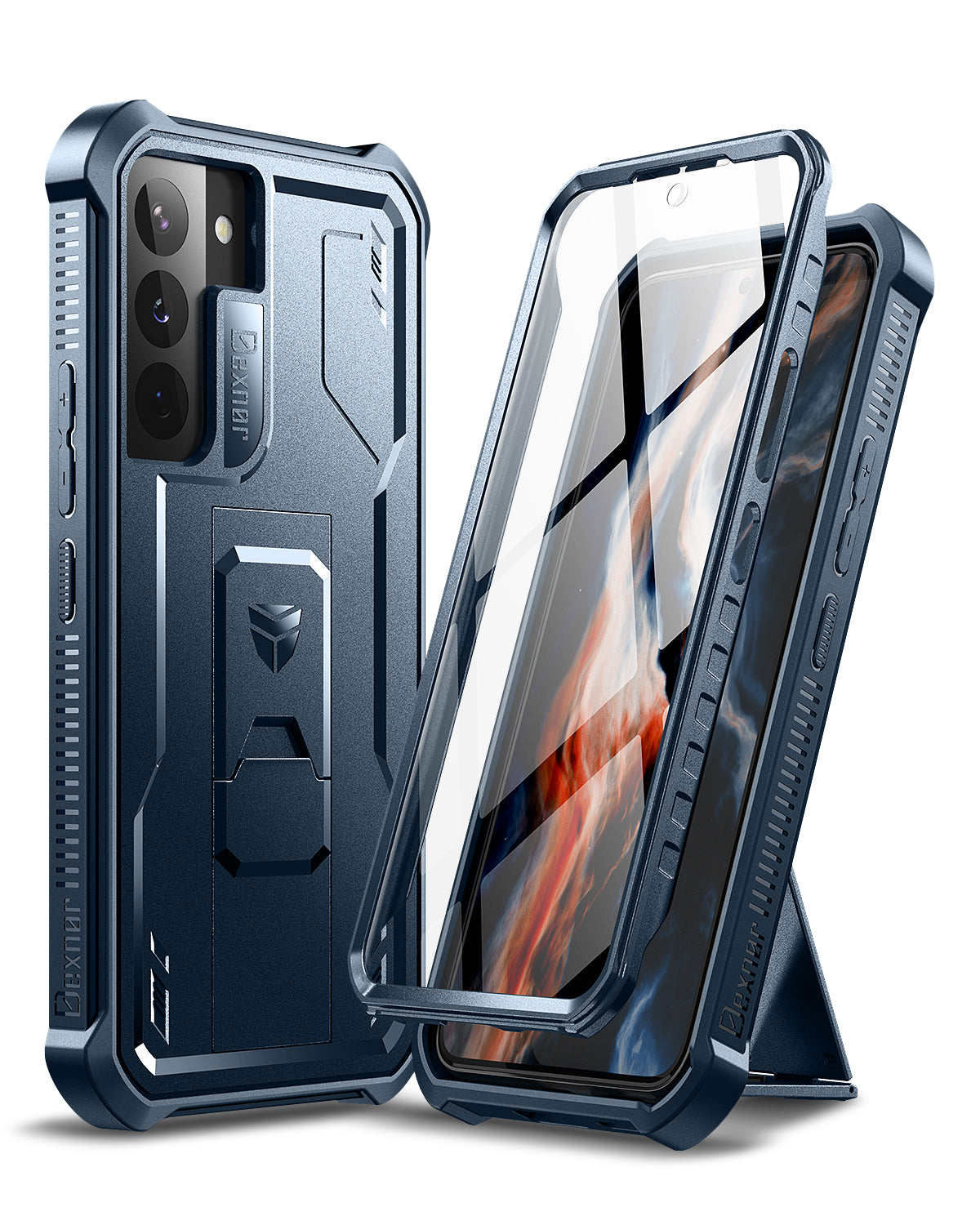 Dexnor Heavy Duty Shockproof Rugged Case for Samsung Galaxy S22 Plus with Built-in Kickstand & Screen Protector – Perfect for Outdoor, Work, and Daily Protection
