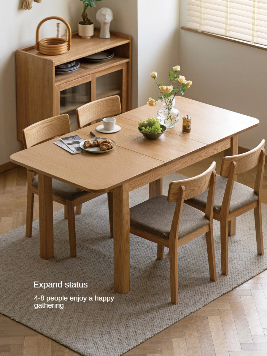 Solid Oak Wood Extendable Folding Dining Table - Expandable for Small Spaces, Perfect for Apartments & Family Gatherings