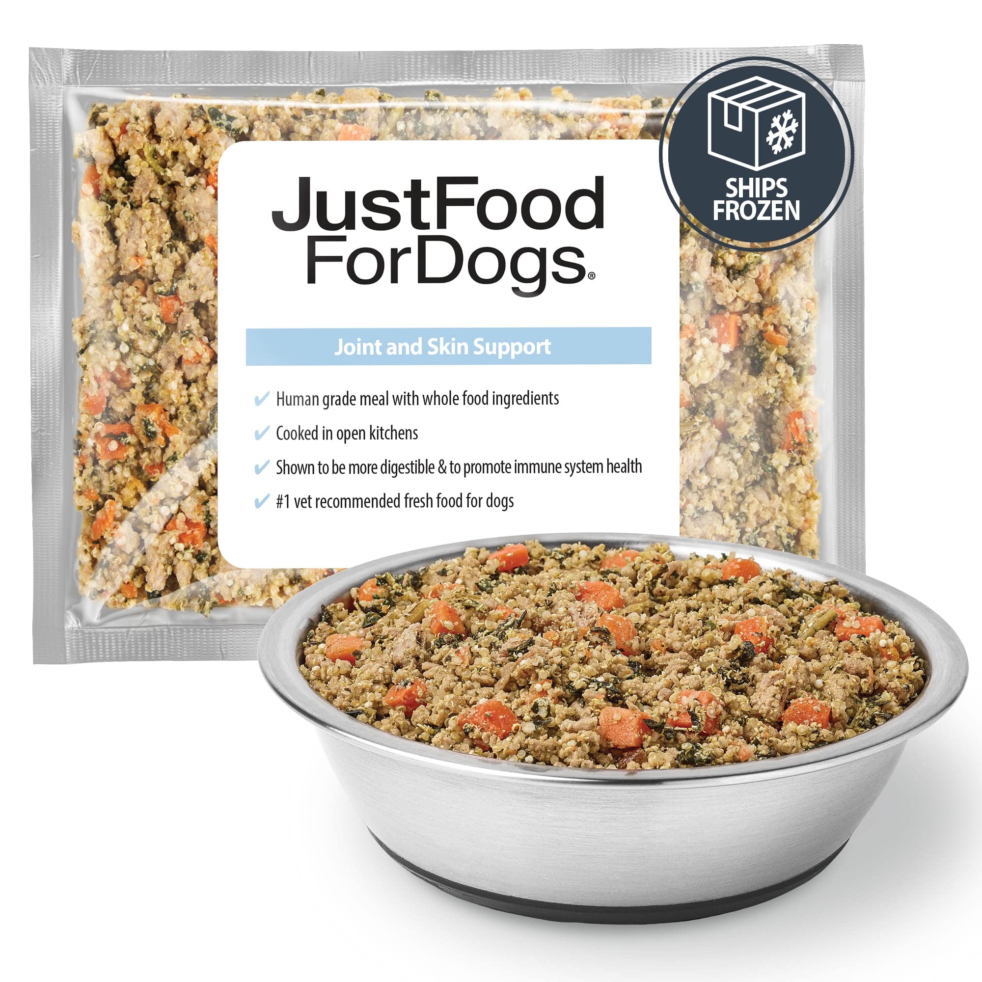 JustFoodForDogs Frozen Fresh Dog Food for Sensitive Skin & Allergies - Human-Grade Complete Meal or Topper with Joint & Skin Support - 18oz (21 Pack) | Ideal for Dogs with Skin Issues & Joint Pain - Perfect for Daily Meals or Food Topping