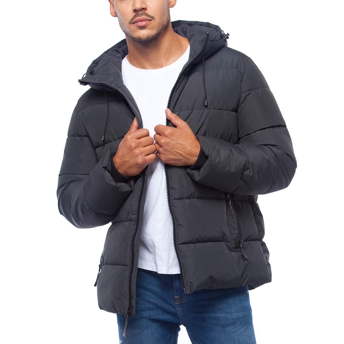 Rokka&Rolla Men's Heavy Duty Winter Puffer Jacket - Insulated Bubble Coat with Thermal Heat Reflective Lining for Extreme Cold Weather - Perfect for Snowboarding, Skiing & Outdoor Adventures