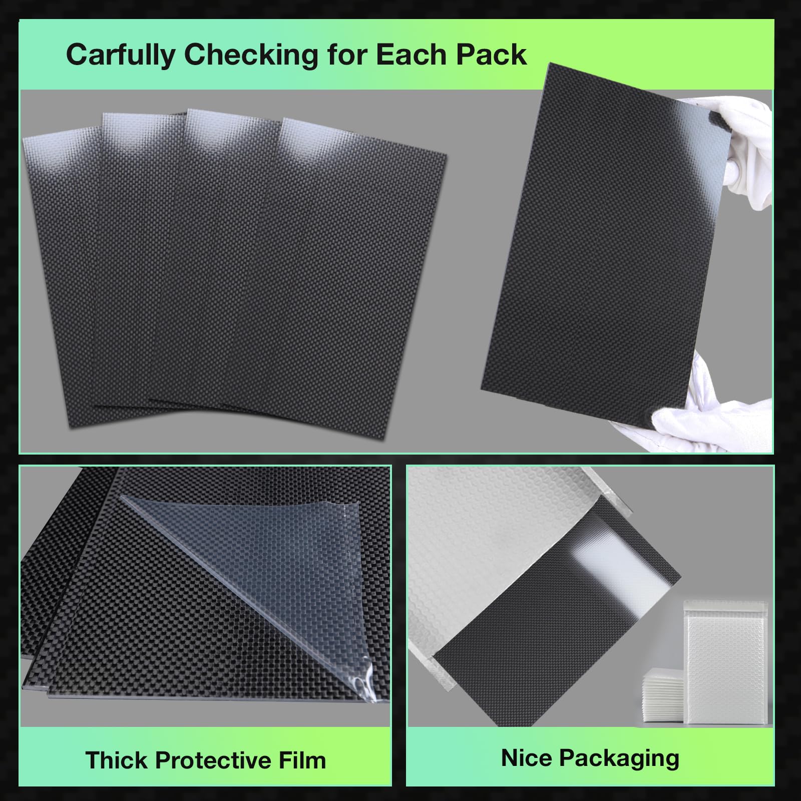 3K Carbon Fiber Sheet 400x500x3mm - 1-6mm Thickness Plain Weave Glossy Finish Panel for DIY Projects, Car Parts, Model Making & Wallet Repair (Durable Carbon Fiber Board) - Perfect for Automotive Upgrades, Crafting & Industrial Applications
