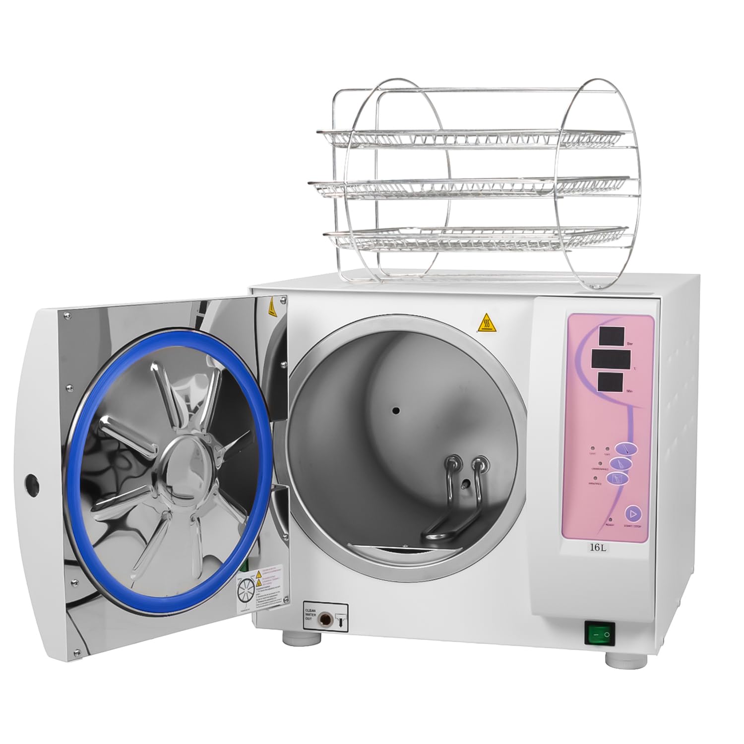 Full-Automatic Benchtop Autoclave Sterilizer - 16L High Pressure Steam Sterilizer with Digital Display & Computer Control (121°C/135°C, Class N) - Ideal for Laboratory, Medical, Dental Equipment Sterilization