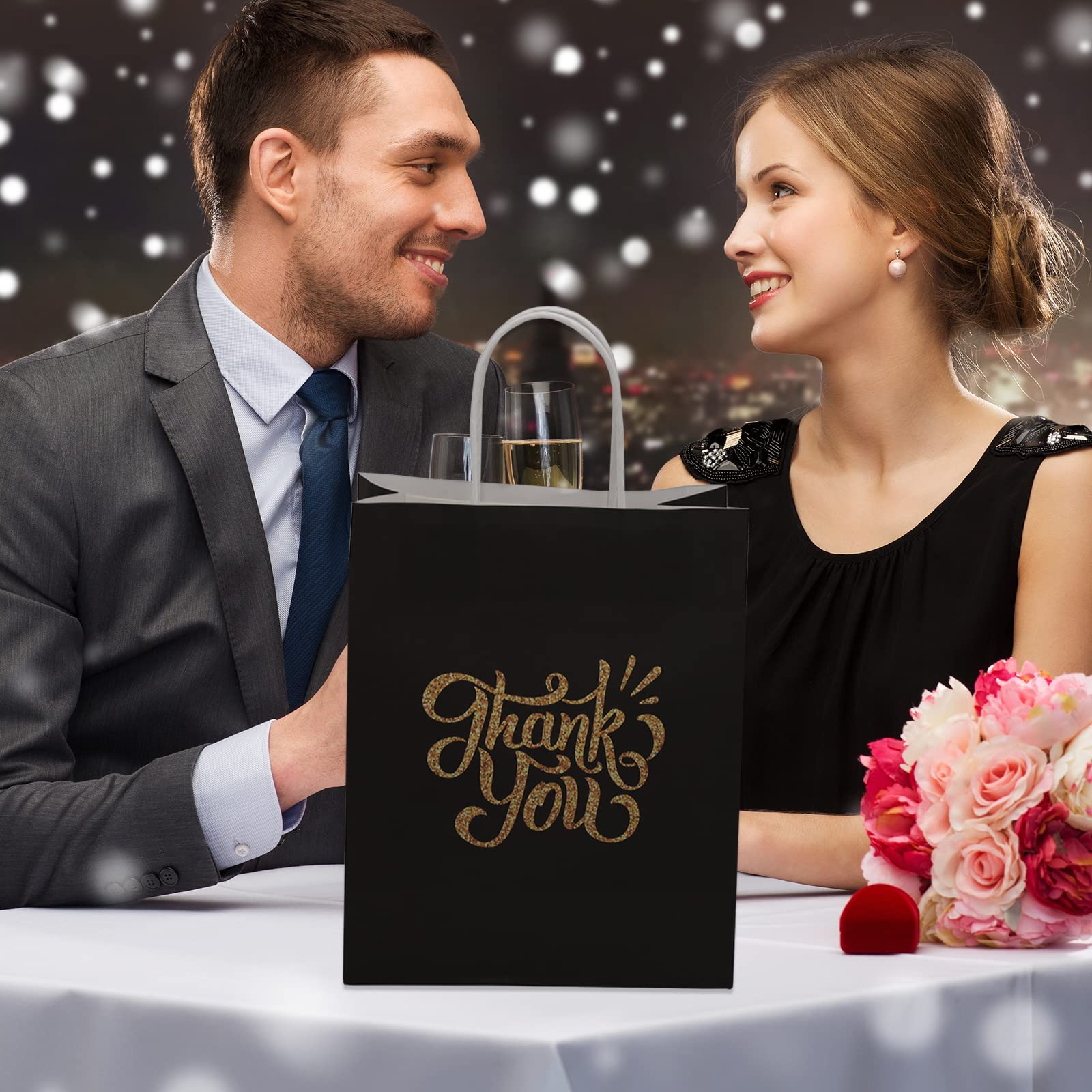 25-Pack Thank You Gift Bags with Handles - 10