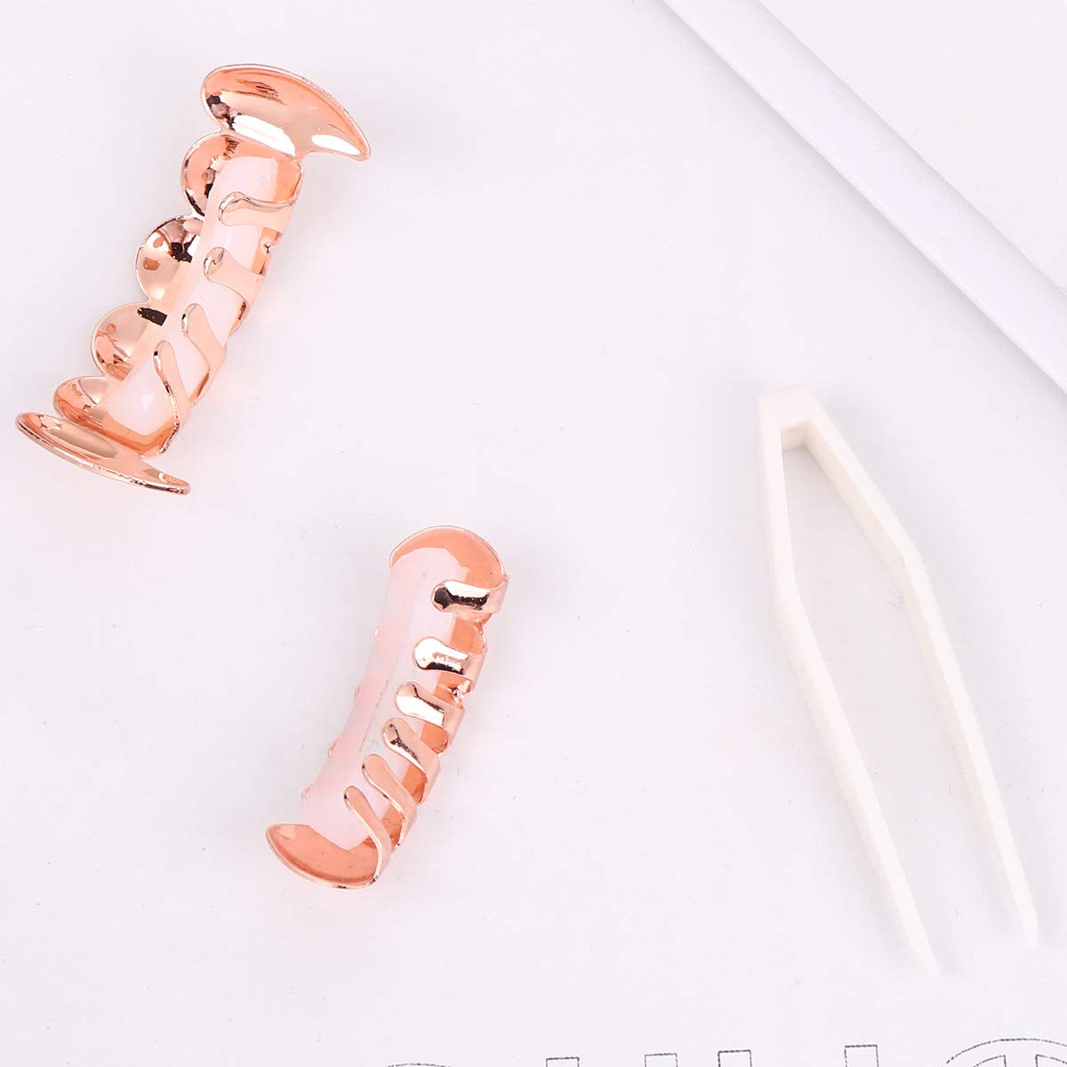PRETYZOOM Rose Gold Plated Hip Hop Grillz Set - Top & Bottom Vampire Fang Tooth Jewelry for Men & Women | Perfect for Rap Performances, Halloween Costumes & Street Style Fashion