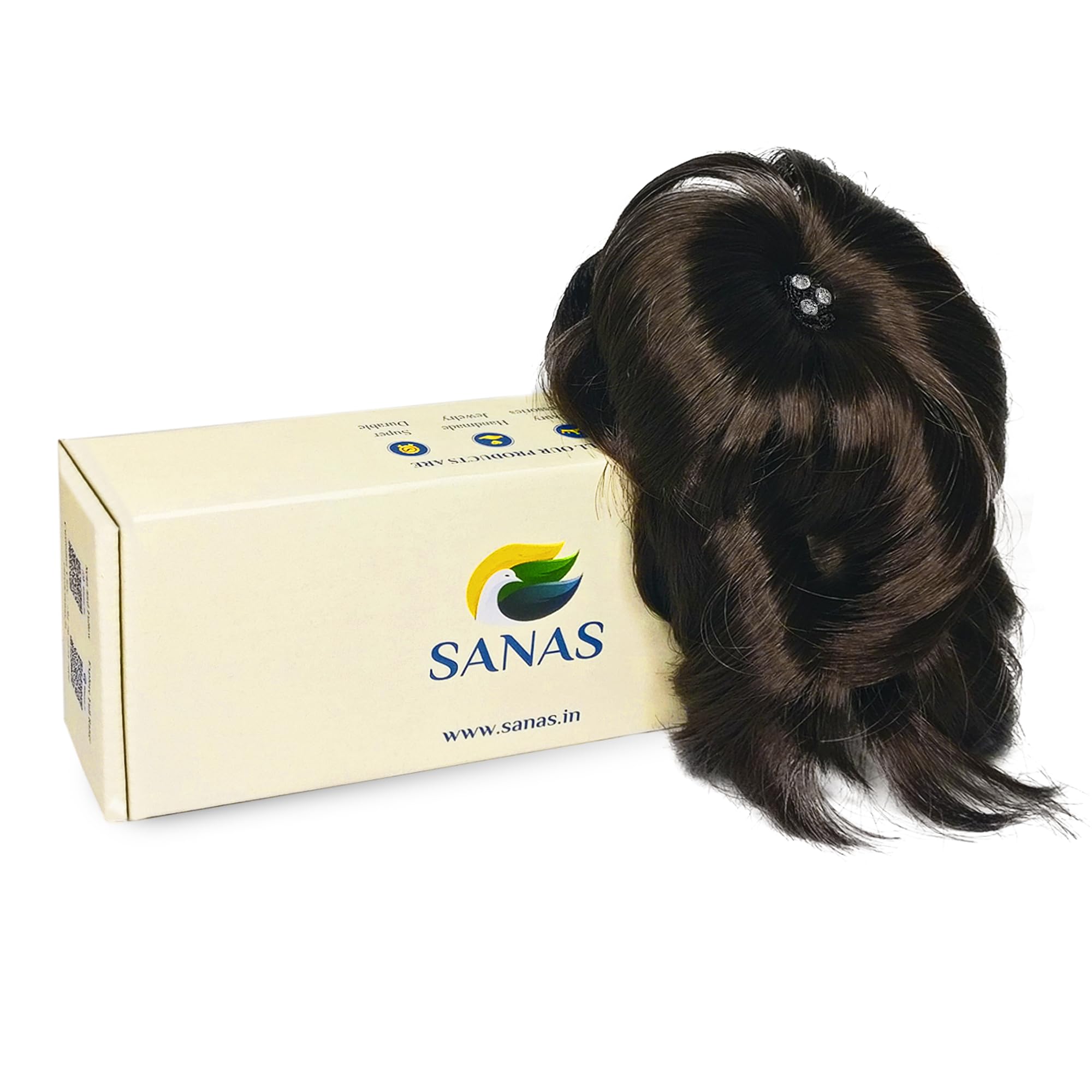 1PC Brown Synthetic Hair Extensions & Hair Bun for Women - Clip-in Faux Bun Wig for Updos, Ponytails & Special Occasions