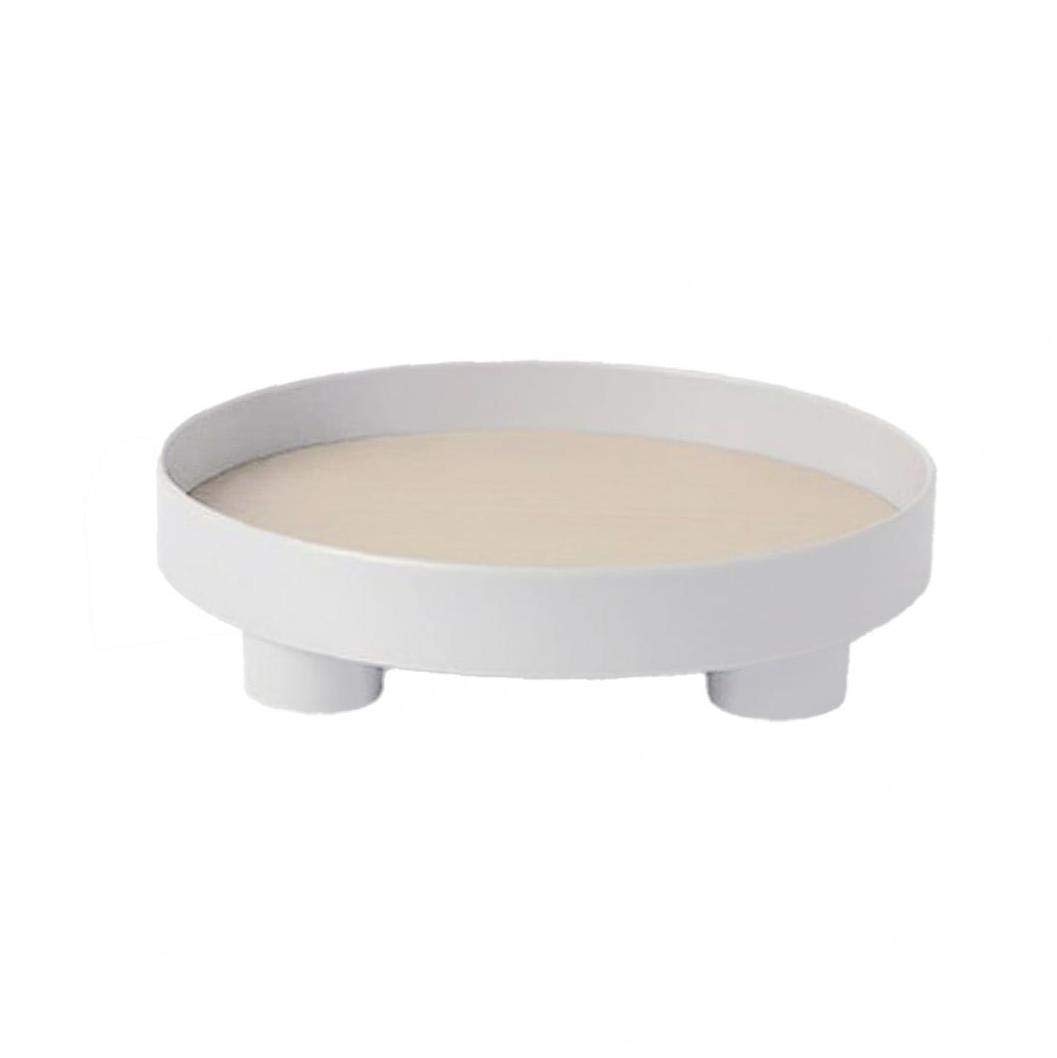 Round Wooden Fruit Tray - Multifunctional Decorative Storage Tray for Perfume, Jewelry, Keys | Desktop Organizer for Home, Office, Kitchen & Bathroom - White