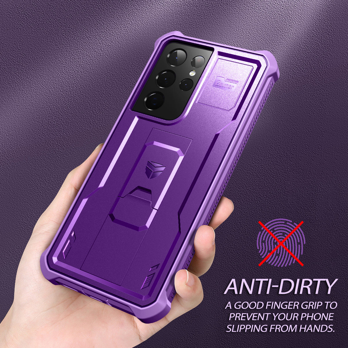 Dexnor Heavy Duty Shockproof Case for Samsung Galaxy S21 Ultra with Built-in Kickstand & Screen Protector - Perfect for Outdoor Activities, Travel, and Daily Protection