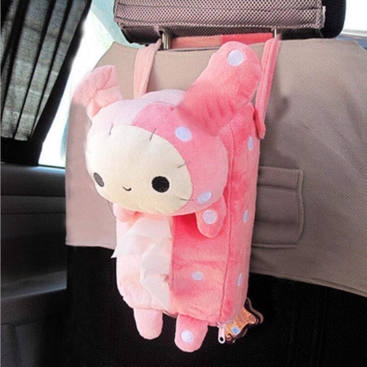 Cute Soft Hanging Car Tissue Box Cover - Portable Rectangle Animal Design for Car, Home, Office & Bathroom Storage | Perfect for Road Trips, Daily Commute & Home Organization