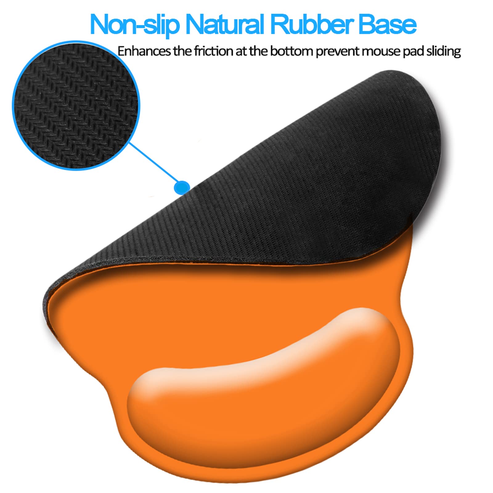 Ergonomic Memory Foam Wrist Rest Mouse Pad - 9x10 Inch Non-Slip Rubber Base for Pain Relief - Comfortable Computer & Laptop Accessory (Orange) - Perfect for Office, Gaming & Long Work Sessions