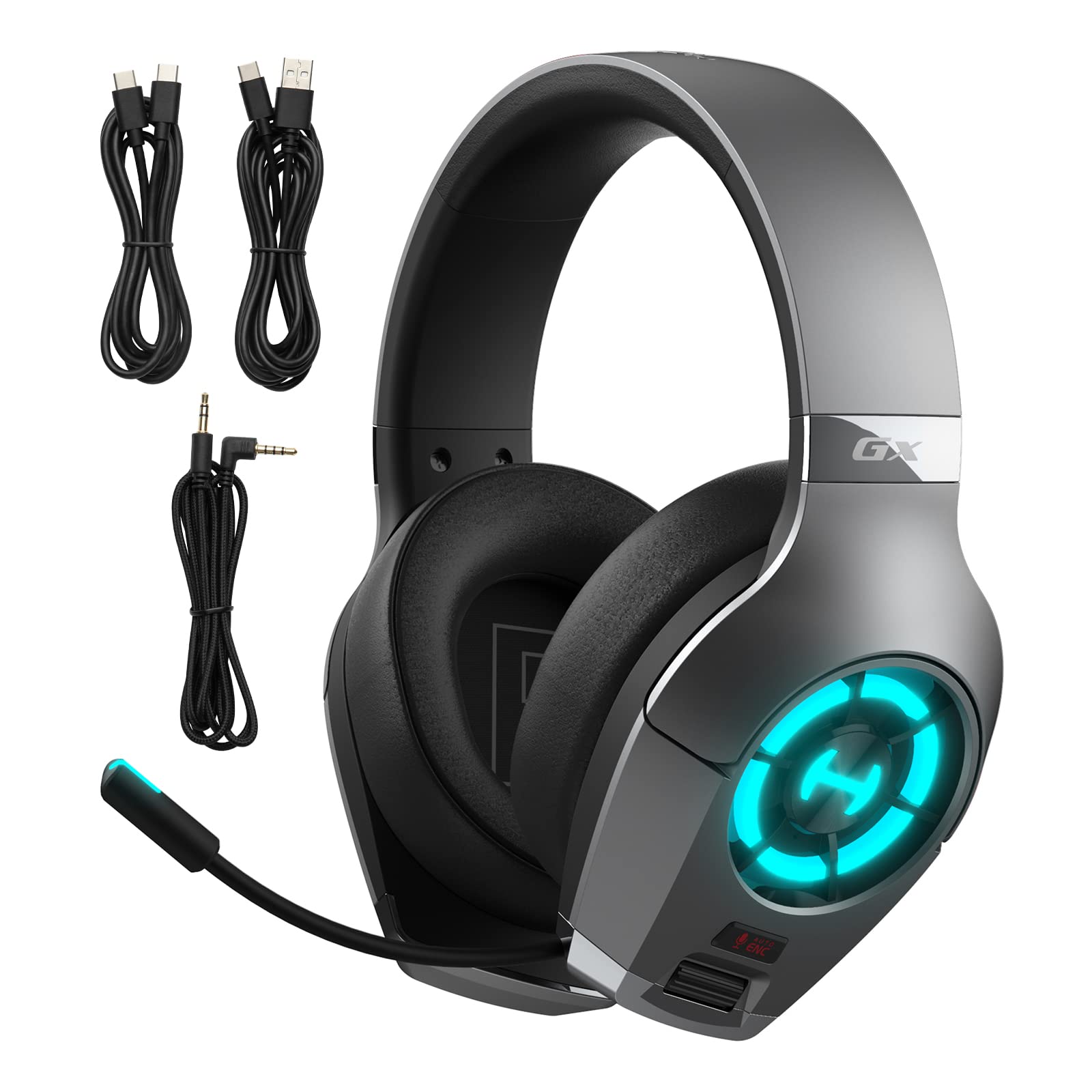 Edifier Hecate GX Hi-Res Gaming Headset with Microphone - Wired USB/Type-C/3.5mm Headphones for PS5, PS4, PC, Xbox & Switch - 50mm Drivers, RGB Lighting & ENC Noise Cancellation (Grey) - Perfect for Competitive Gaming & Immersive Audio Experience
