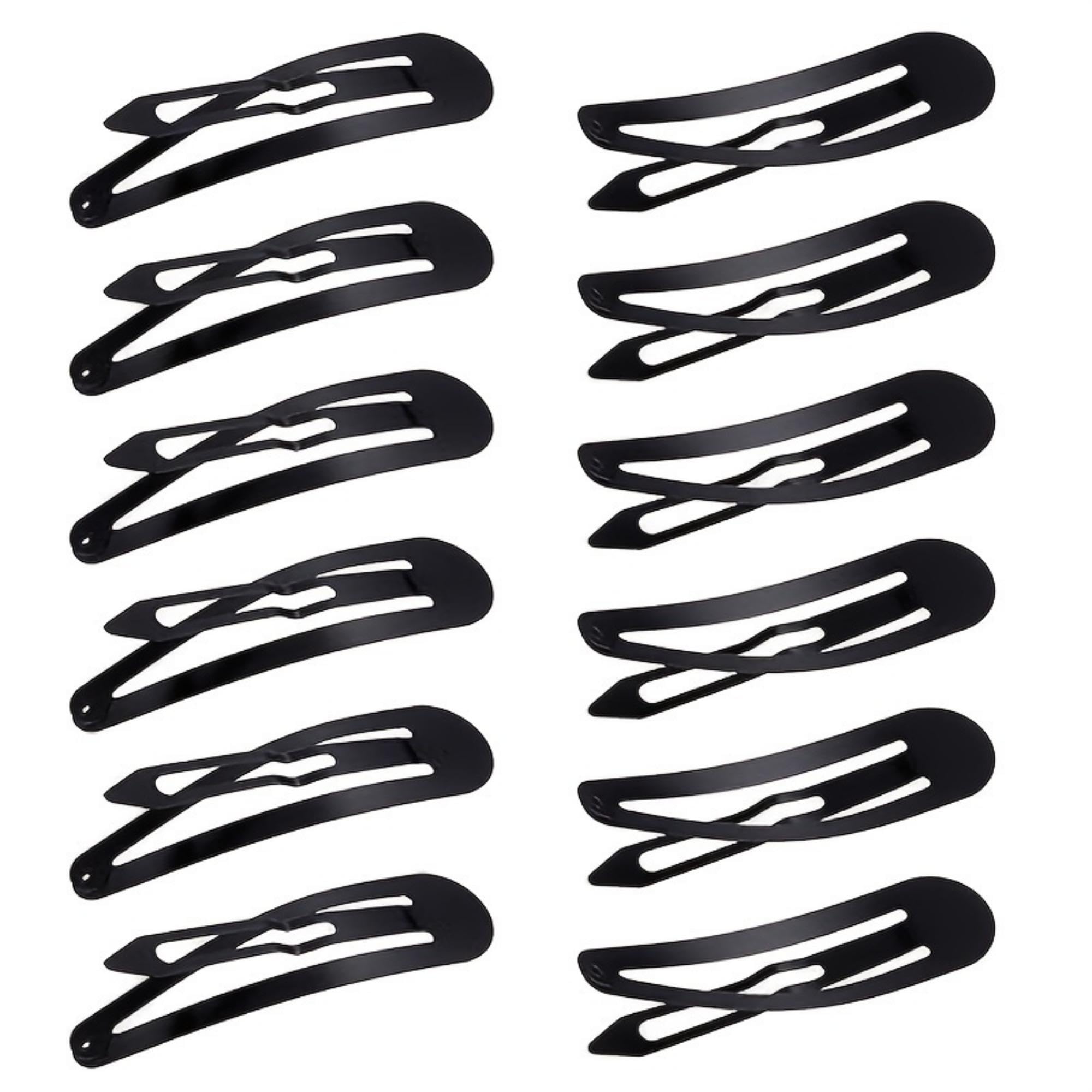LYTIX 24-Pack Matte Black Tic Tac Hair Clips for Women - Wave Shape Snap Hair Clips, Stylish Hair Accessories for Everyday Use, Work, and Parties