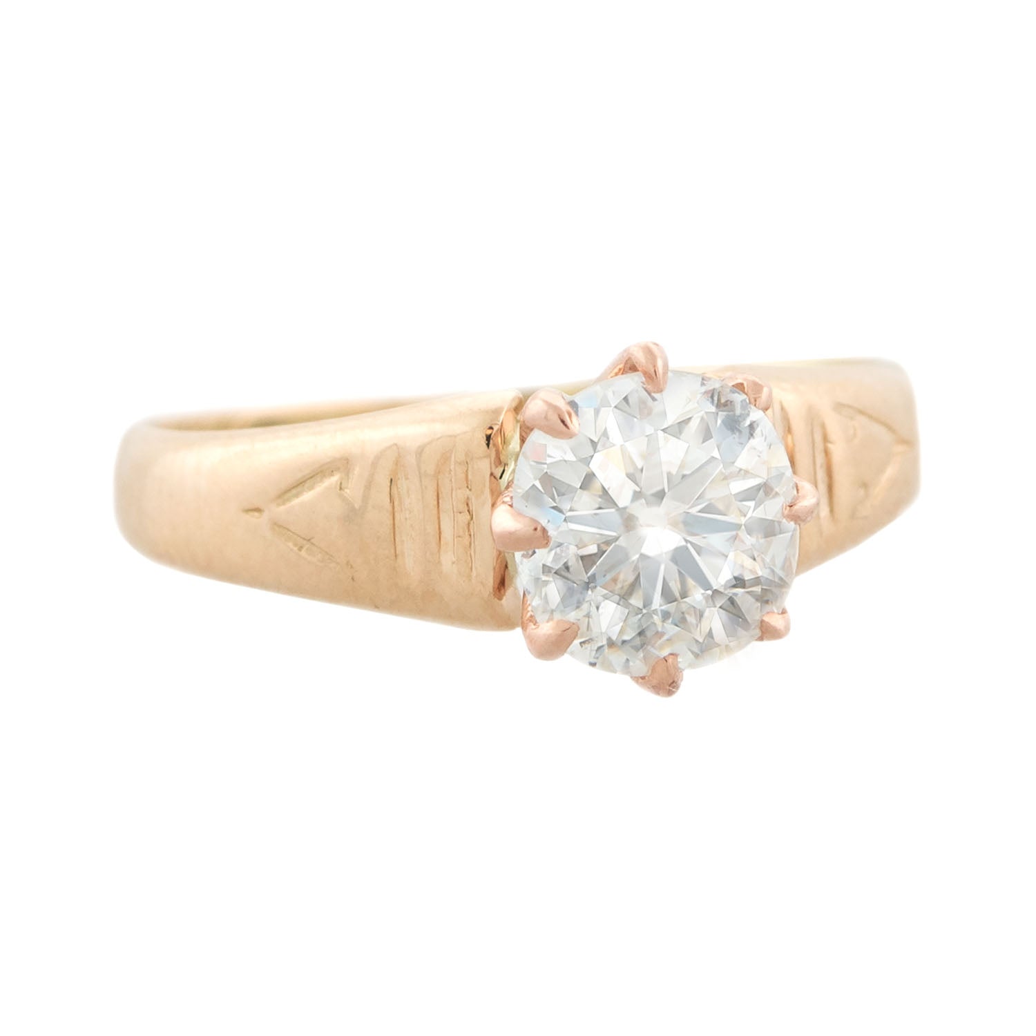 Victorian Style 18k Gold Solitaire Old Mine Cut Diamond Ring - 0.90 Carat Total Weight | Vintage Engagement Ring, Wedding Band, Anniversary Gift for Her