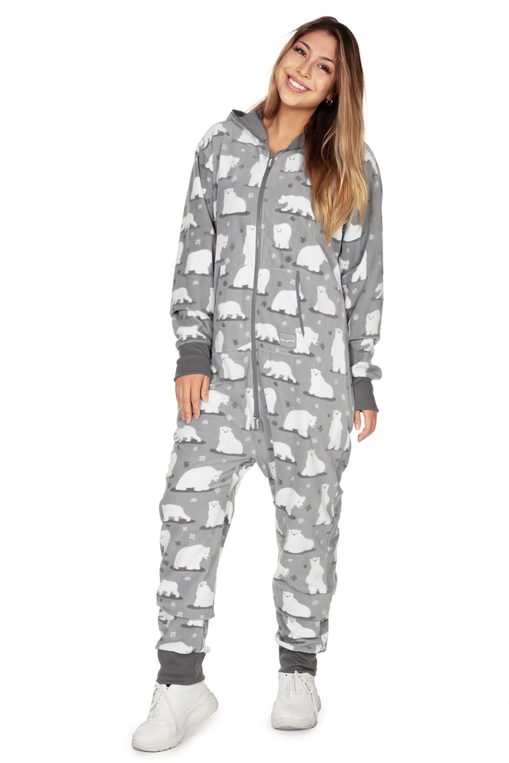 Tipsy Elves Holiday Classic Christmas Jumpsuits for Men & Women - Festive Bear Pattern Adult Onesies Pajamas - Perfect for Ugly Sweater Parties, Family Gatherings & Cozy Winter Nights