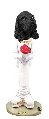 Black Cocker Spaniel Dog Figurine - Collectible Bride Pet Statue for Home Decor, Wedding Cake Topper, and Gift Idea