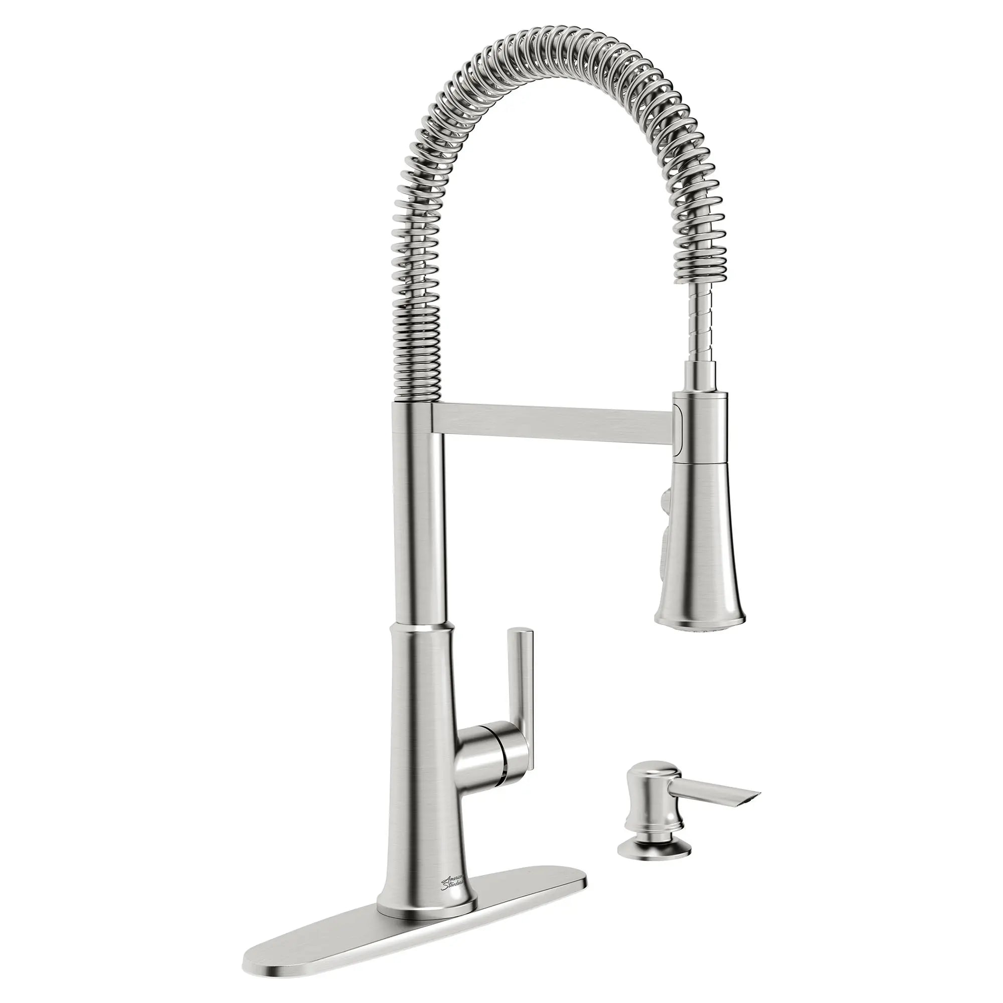 Gladden Semi Pro Dual Spray Kitchen Faucet with Deck Plate & Soap Dispenser - High Arc Pull Down Sprayer for Modern Kitchen Sink, Dishwashing & Food Prep