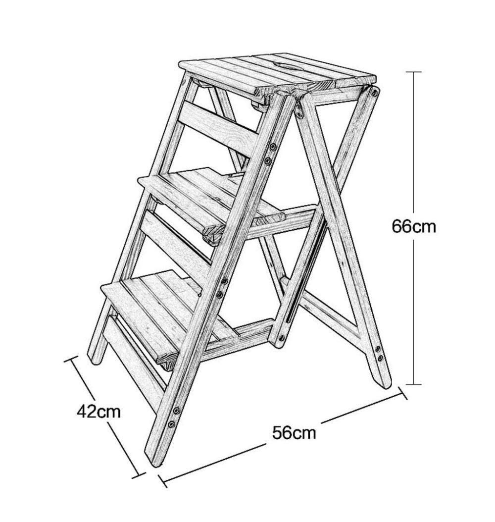 Multifunctional Wooden Folding Step Stool for Home, Kitchen, Office & Library - Indoor Climbing Stool with Non-Slip Surface - Perfect for Reaching High Shelves, Organizing & Home Decor