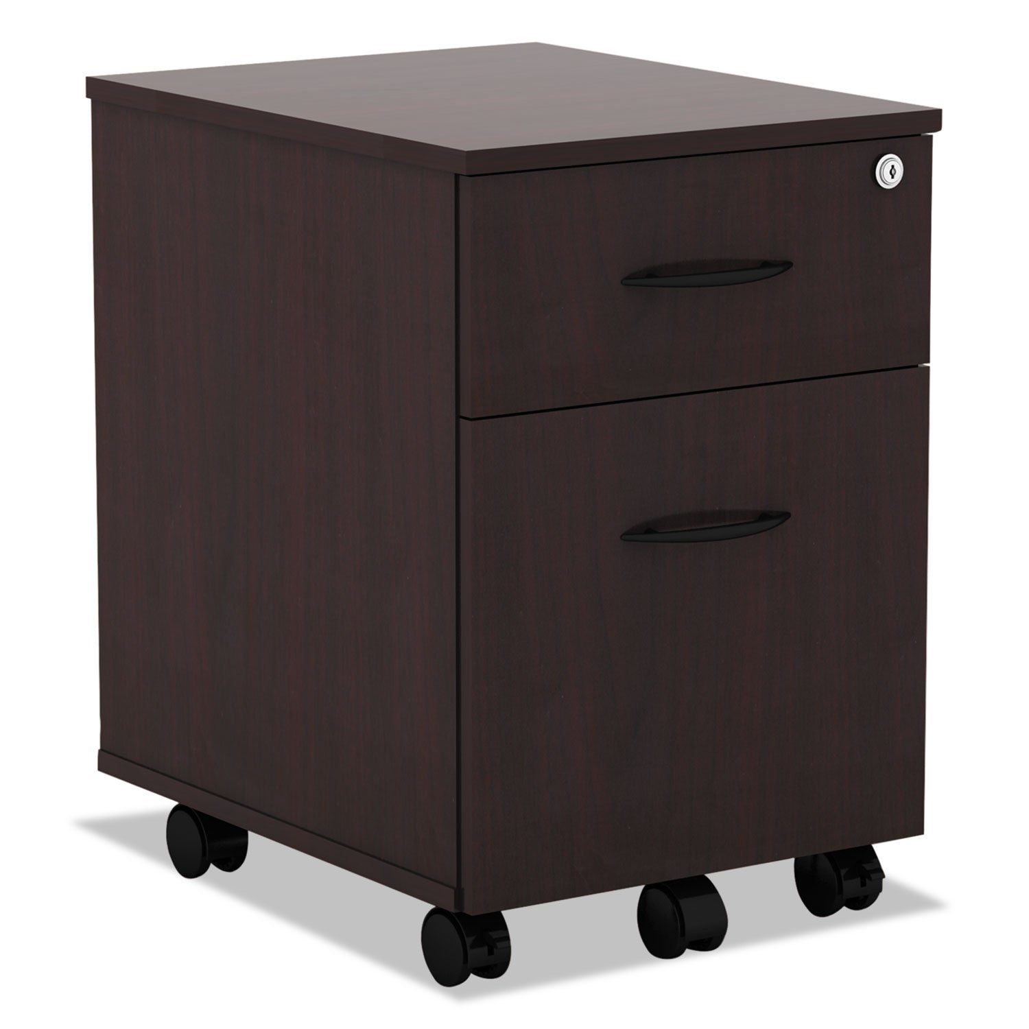 Alera Valencia Series Mobile Pedestal - 2 Drawer File Cabinet for Legal/Letter Size, Left or Right Opening, Mahogany Finish (15.88