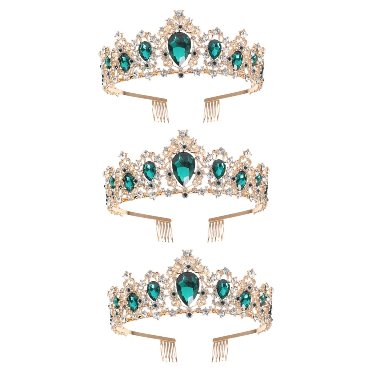 Vintage Baroque Bridal Crown Tiara Set - 2PCS Rhinestone Wedding Headpieces for Bride, European & American Crystal Headband    Perfect for weddings, proms, parties, and special occasions - adds a touch of elegance to any bridal look.