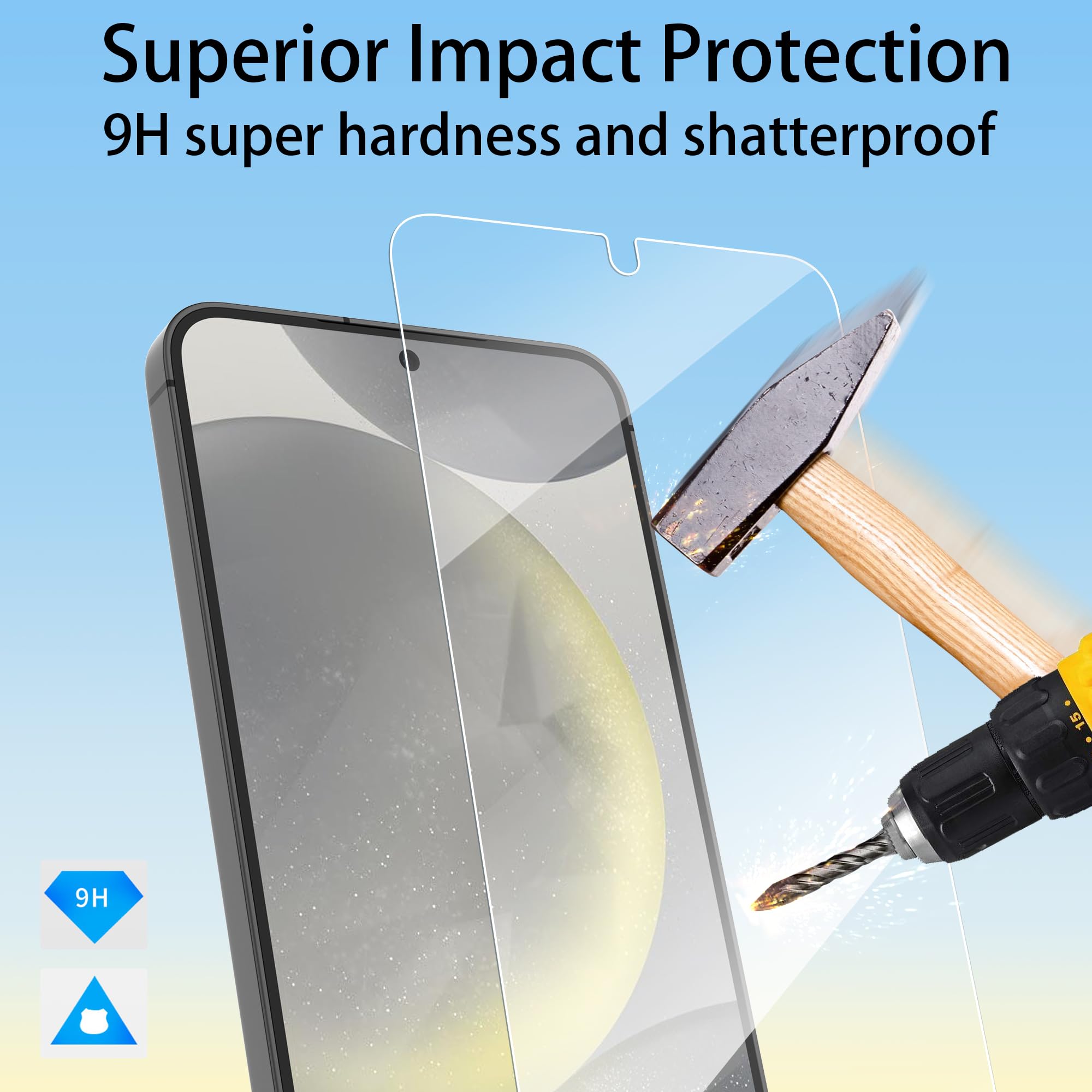 Premium Tempered Glass Screen Protector for Samsung Galaxy S25 Plus/S25+ & S24 Plus/S24+ 5G - 2 Pack, Anti-Scratch, Impact Resistant, Fingerprint Compatible with Lifetime Warranty - Perfect for Daily Use, Gaming & Outdoor Activities