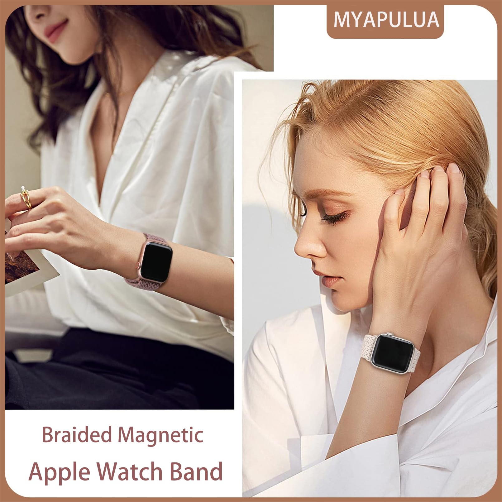 Magnetic Braided Stretch Elastic Nylon Sport Loop Strap for Apple Watch Series 10/9/8/7/6/5/4/3/2/SE - Compatible with 38mm/40mm/41mm/42mm/44mm/45mm/46mm/49mm - Comfortable & Adjustable for Men & Women - Perfect for Running, Workouts & Daily Wear