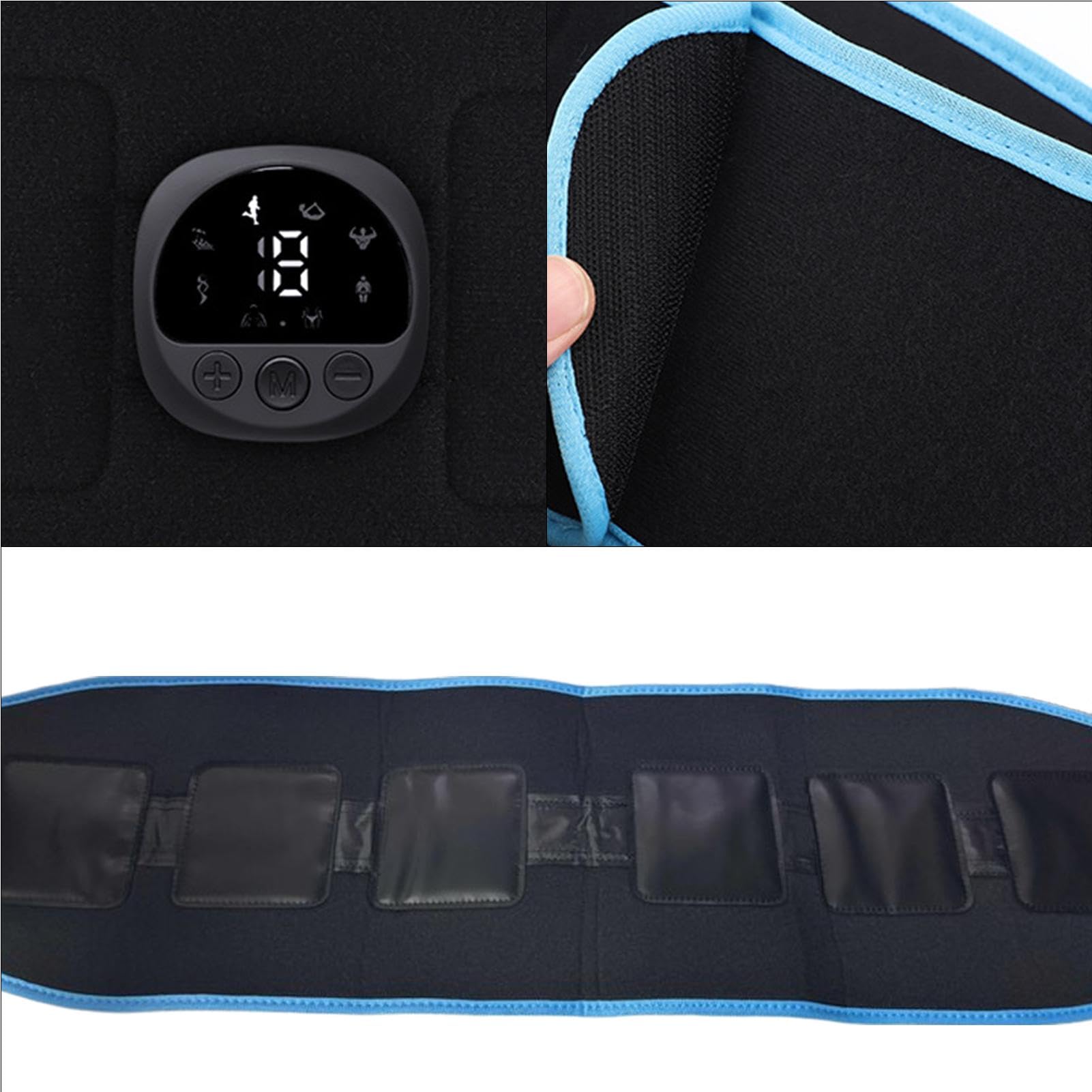 Electric Ab Stimulator Belt - 8 Modes & 19 Levels Abdominal Muscle Trainer with Silicone Conductive Pads & Timer, Toning EMS Workout Belt for Core Strength - Perfect for Home Gym, Postpartum Recovery & Fitness Enthusiasts
