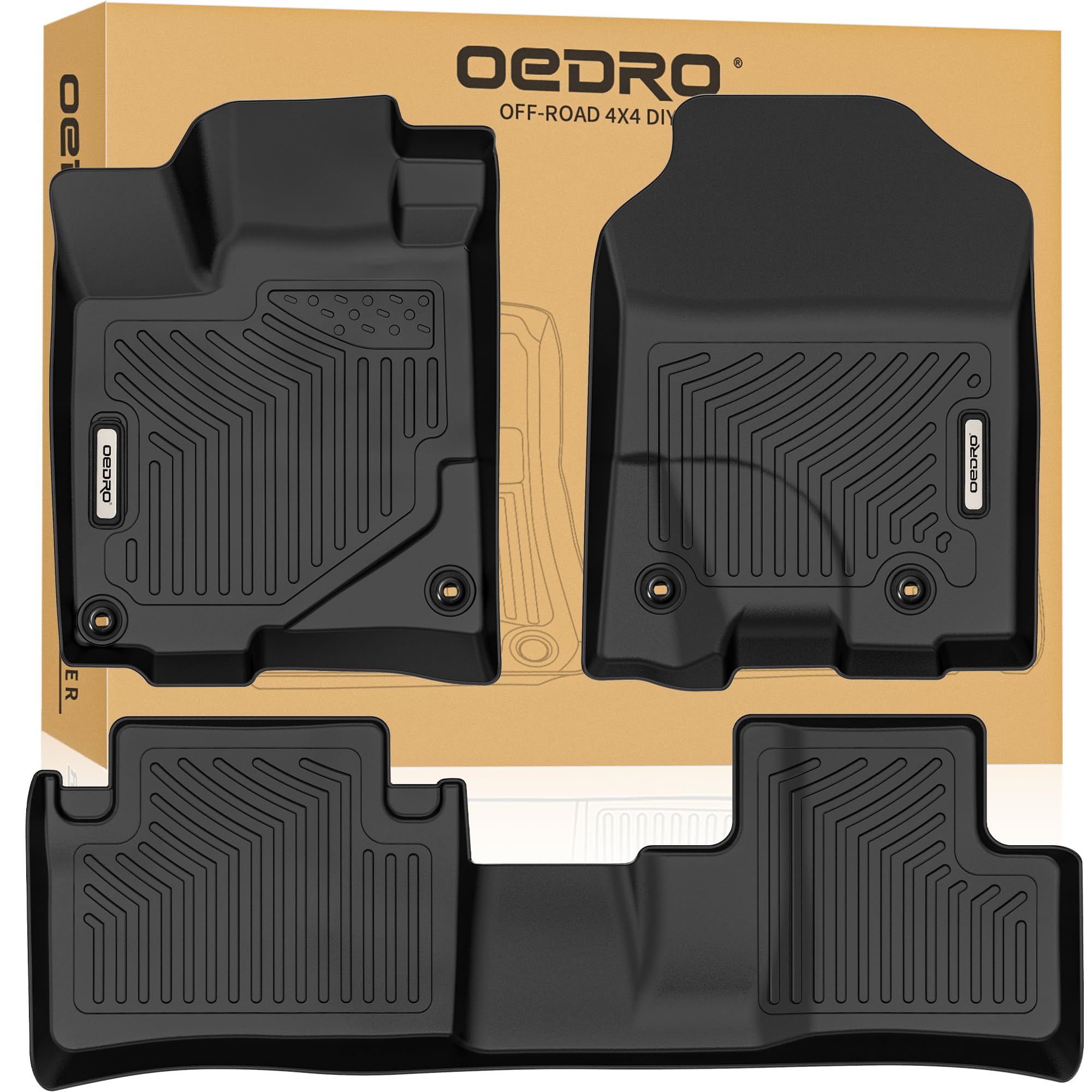 OEDRO All-Weather TPE Floor Mats for 2013-2018 Acura RDX - Front & 2nd Row Seat Liners - 8-Way Power Seats Compatible - Heavy Duty Protection - Perfect for Rain, Snow & Mud Protection