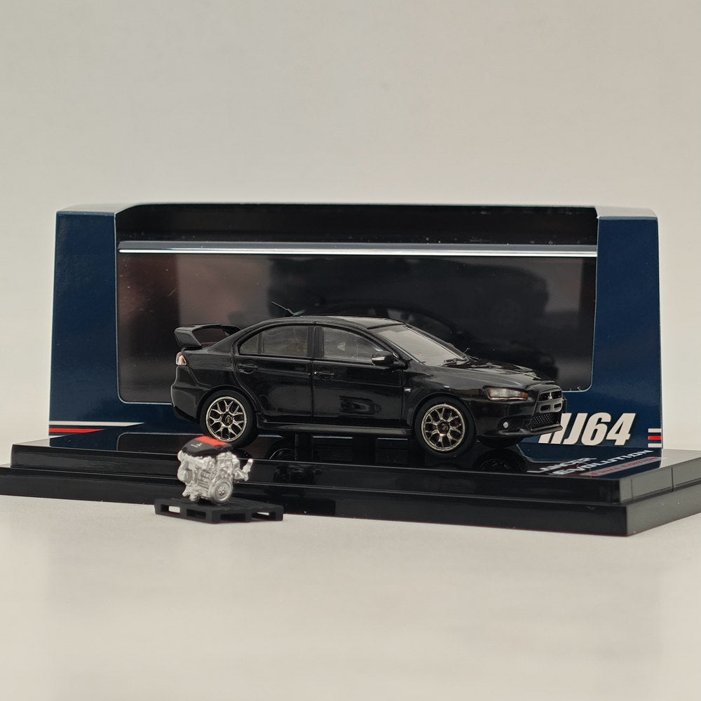 1/64 Scale Mitsubishi Lancer Evolution X Final Edition Diecast Model Car - Hobby Japan HJ642053ABK Black - Collectible Miniature for Car Enthusiasts & Display Case Showpiece