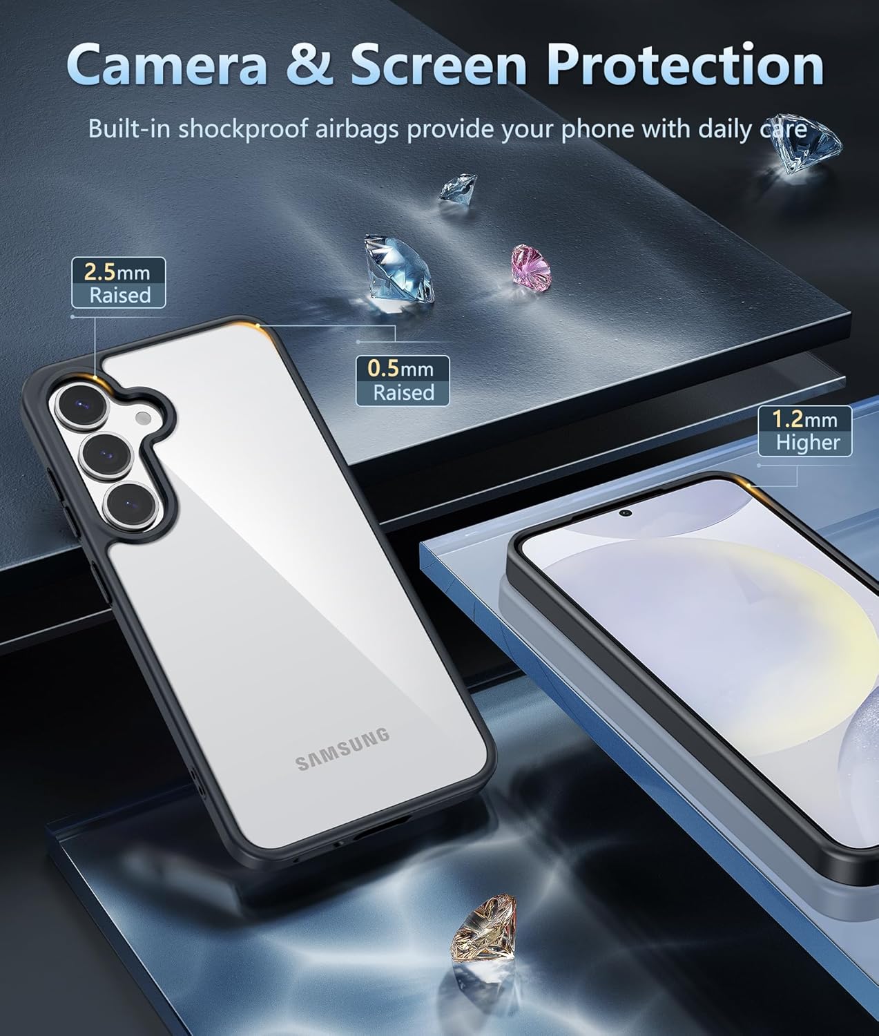 Samsung Galaxy S25 Plus Case - Military Grade Drop Proof, Shockproof & Transparent Cover - Perfect for Outdoor, Travel & Everyday Protection