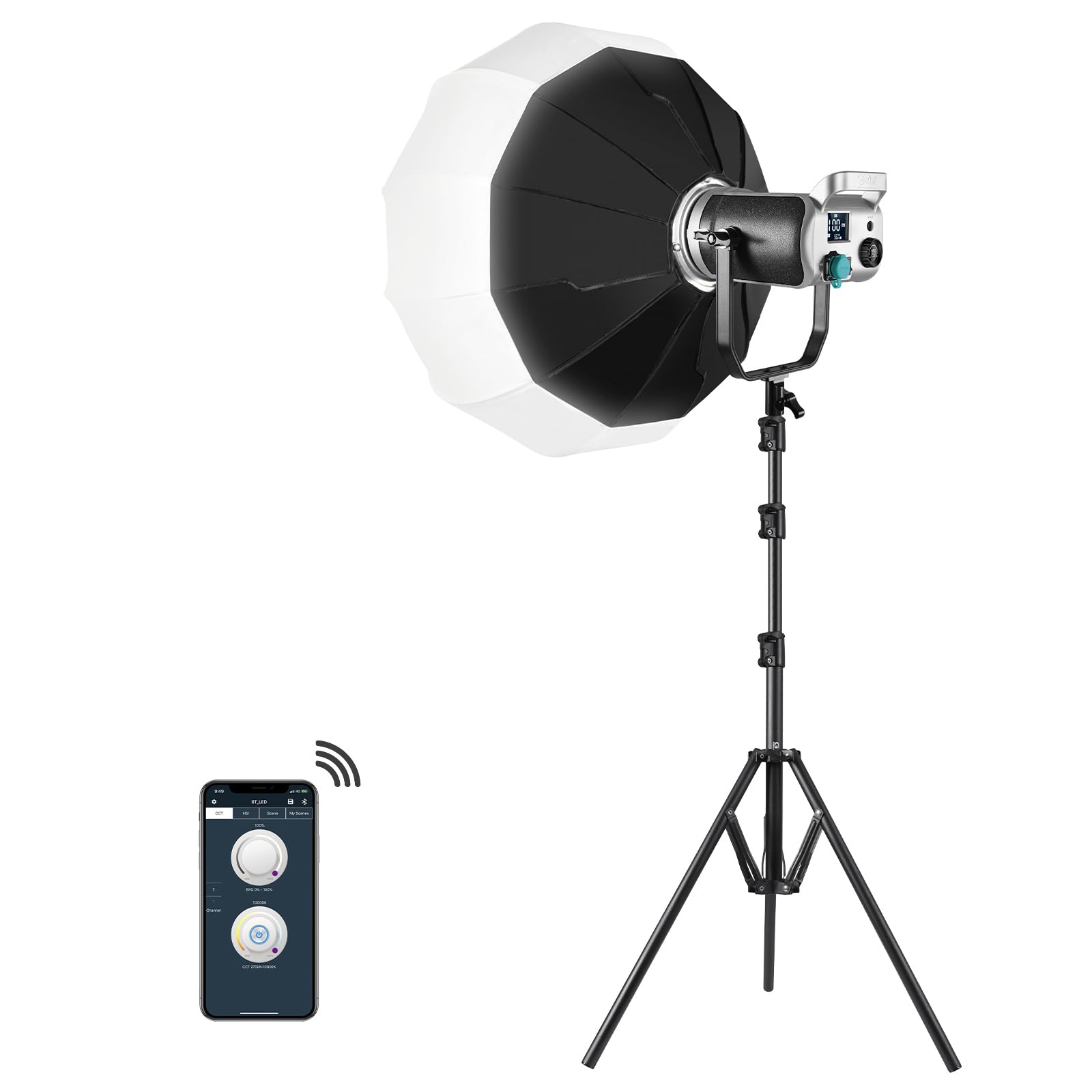 GVM 200W LED Video Light with Softbox & Bluetooth/DMX Control - 93000lux Bi-Color Continuous Lighting (3200K-5600K) for YouTube, Photography, Studio & Live Streaming