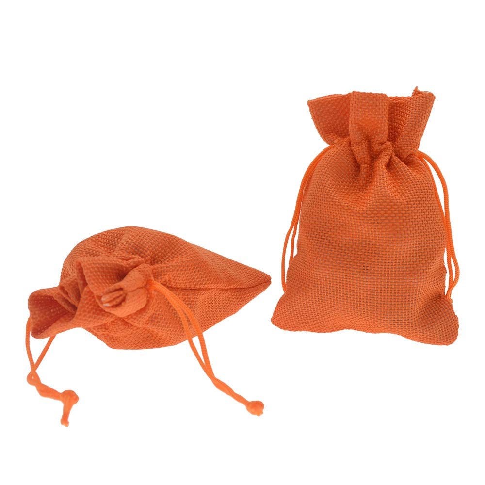 50Pcs Orange Jute Drawstring Burlap Gift Bags 5.9 x 7.5 Inch - Halloween Party Favors, Treat Bags, Candy Pouches for Jewelry, Wedding, Baby Shower & DIY Crafts