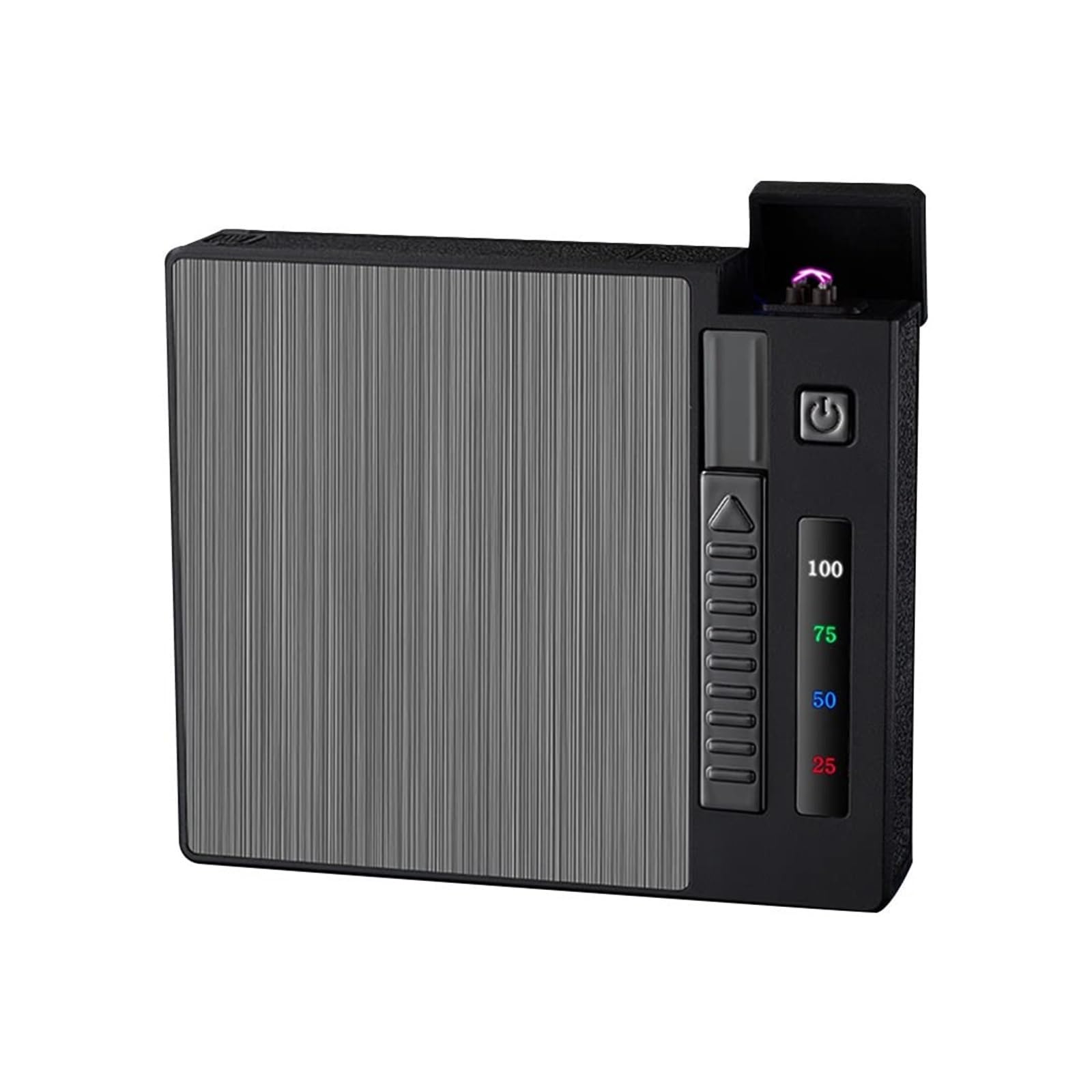 USB Rechargeable Windproof Double Arc Lighter with LED Display & 10/20 Cigarette Case - Portable 2-in-1 Men's Gift for Outdoor, Camping, Travel and Daily Use