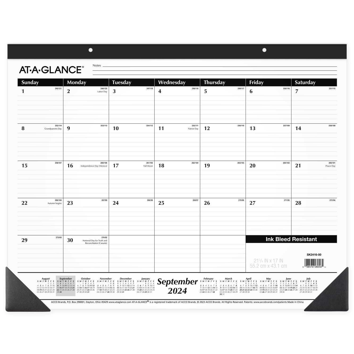 AT-A-GLANCE 2024-2025 Academic Desk Calendar - Monthly Planner with Ruled Daily Blocks (21.75