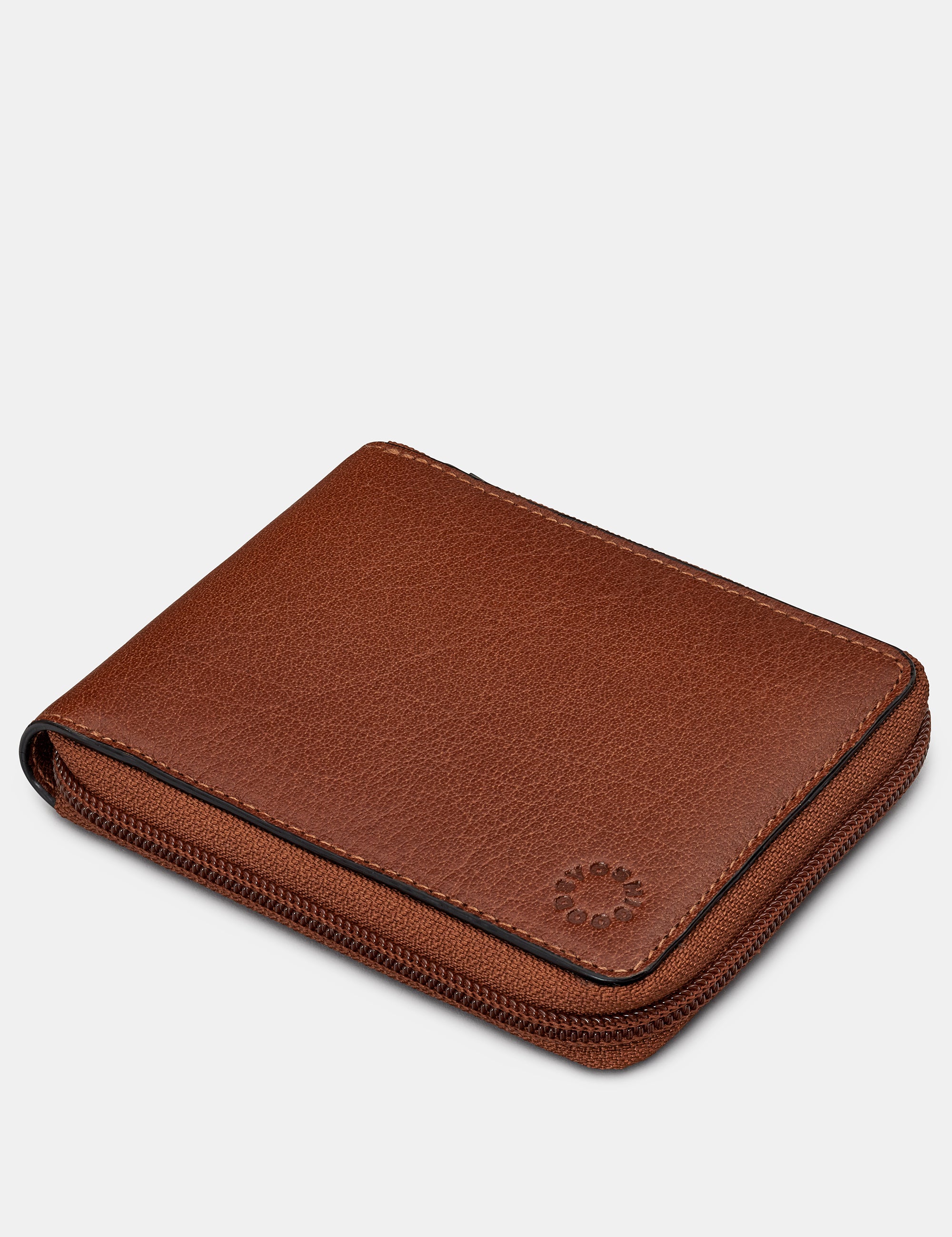 Premium Brown Leather Zip Around Wallet for Men - Stylish & Secure RFID Blocking Bifold Wallet for Everyday Use, Travel & Business