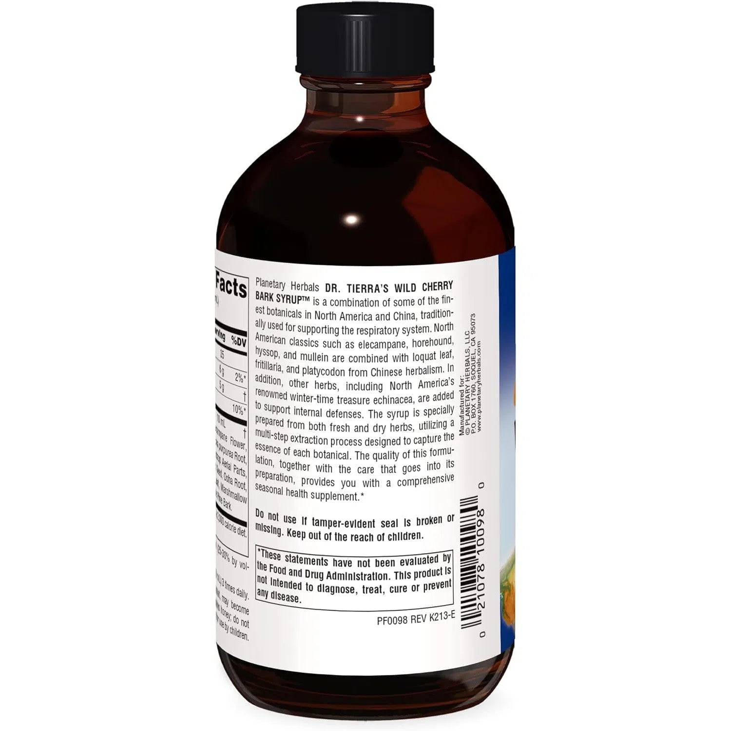 Planetary Herbals Dr. Terra's Wild Cherry Bark Syrup - Natural Cough Relief & Sore Throat Soother for Adults & Kids - Perfect for Cold Season & Respiratory Support