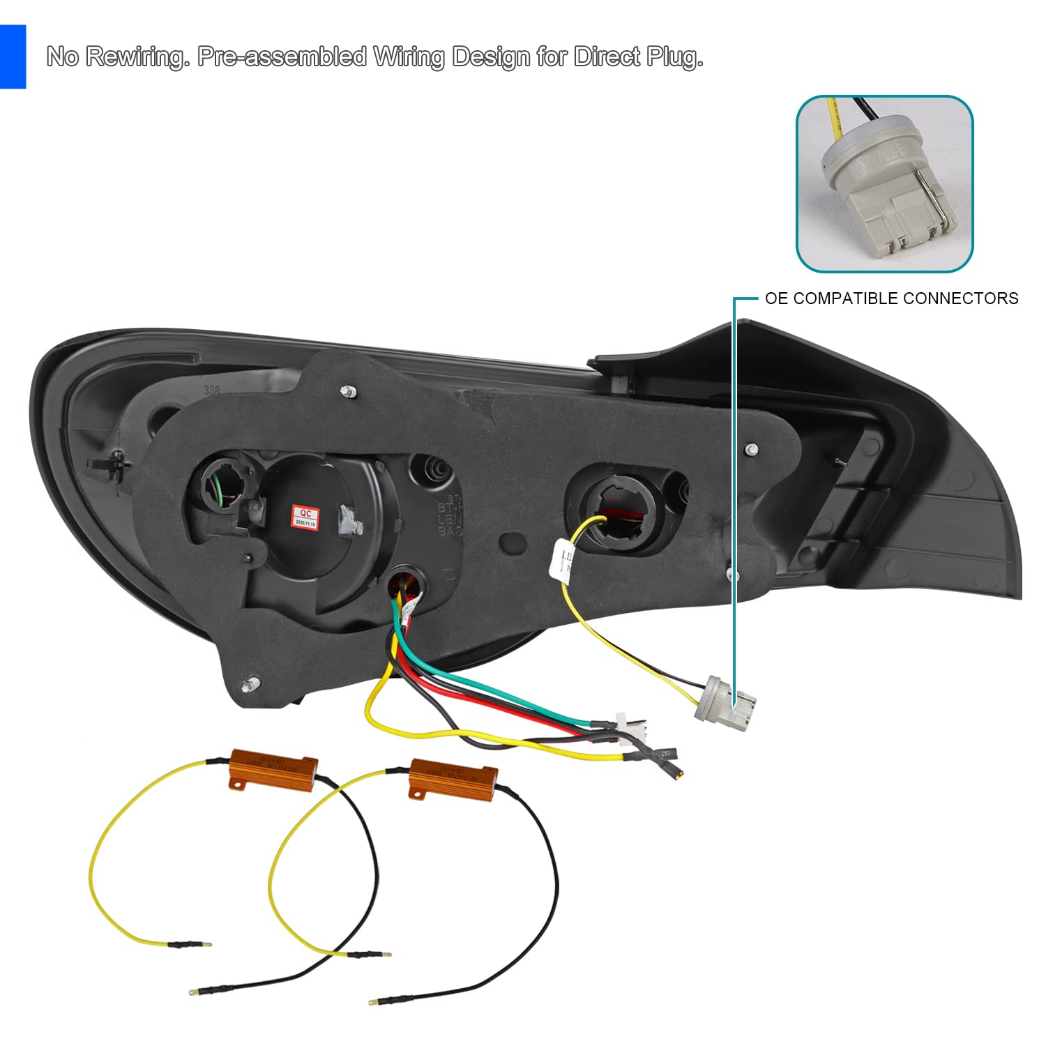 Spec-D Tuning Jet Black LED Tail Lights with Sequential Turn Signals - Compatible with 2013-2016 Scion FR-S & Subaru BRZ - Left & Right Pair Assembly - Upgrade Your Car's Rear Style & Visibility for Night Driving