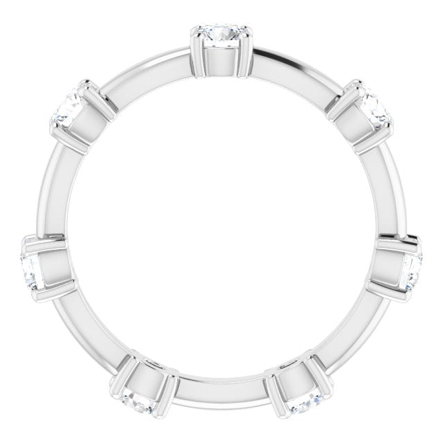 1.17 Carat Round Diamond Eternity Band Stackable Ring - 14K White Gold Wedding Anniversary Gift for Her, Perfect for Bridal Stacking & Special Occasions