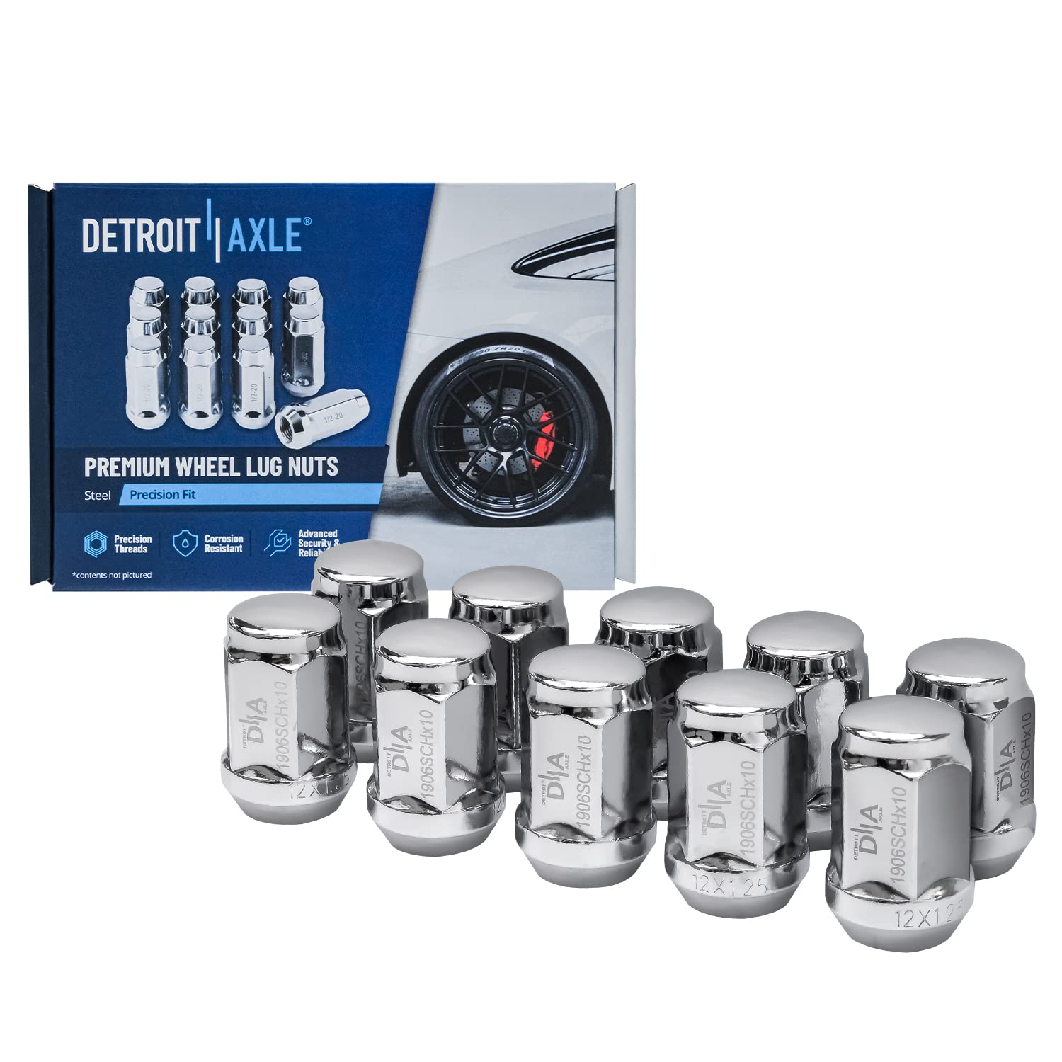 Detroit Axle Front Brake Kit for Subaru Impreza Forester XV Crosstrek - Drilled & Slotted Brake Rotors, Ceramic Brake Pads, Wheel Bearing Hubs & Lug Nuts Replacement | High Performance Braking System for City Driving & Mountain Roads