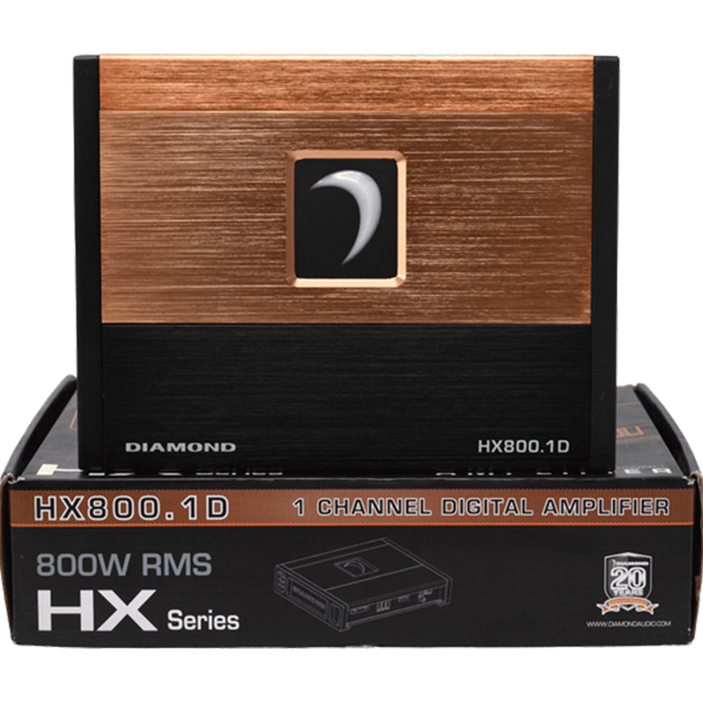 Diamond Audio HX800.1D 800W RMS Class D Monoblock Car Amplifier - High Power Full Range Hex Series for Car Audio System | Perfect for Subwoofers & Speakers in Vehicles
