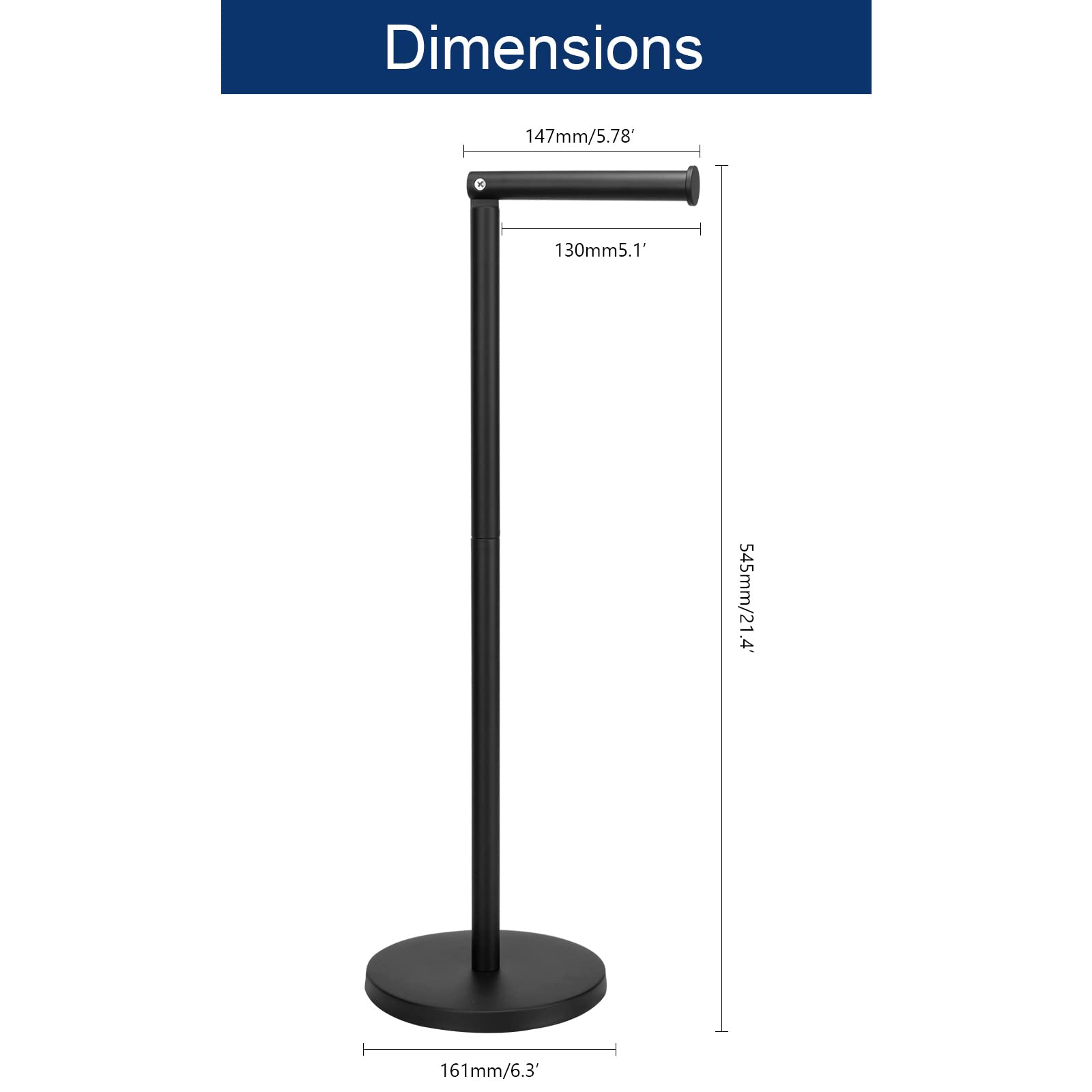 NearMoon Modern Bathroom Toilet Paper Holder Stand - Rustproof Stainless Steel Tissue Roll Holder with Balanced Base for Bathroom, Kitchen Countertop (Matte Black) - Perfect for Home, Office & RV Use
