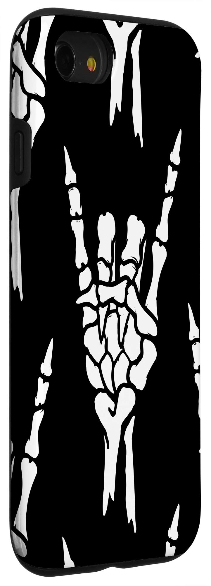 iPhone SE (2020) / 7 / 8 Devil Horns Skeleton Hand Metal Phone Case - Gothic Satanic Horror Design with Broken Bones Pattern - Perfect for Halloween, Metal Concerts and Dark Fashion Lovers