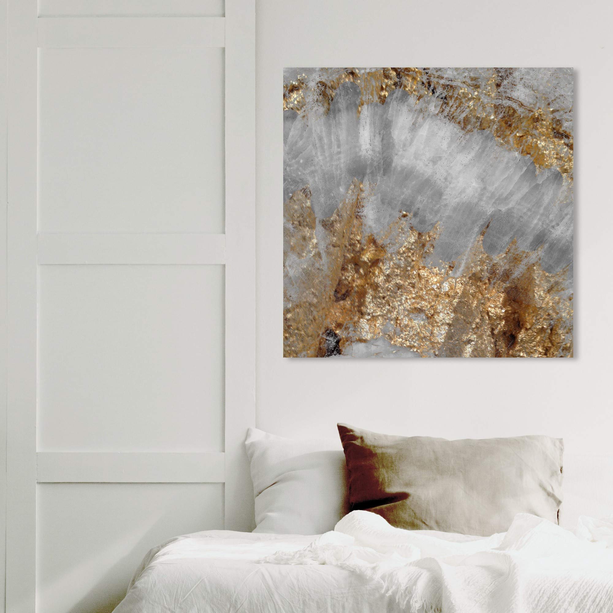 Oliver Gal Artist Co. Abstract Wall Art Canvas Print - 'Adore Crystals' Home Decor in Gold & Gray, 30x30 Inches | Perfect for Living Room, Bedroom & Office Wall Decor