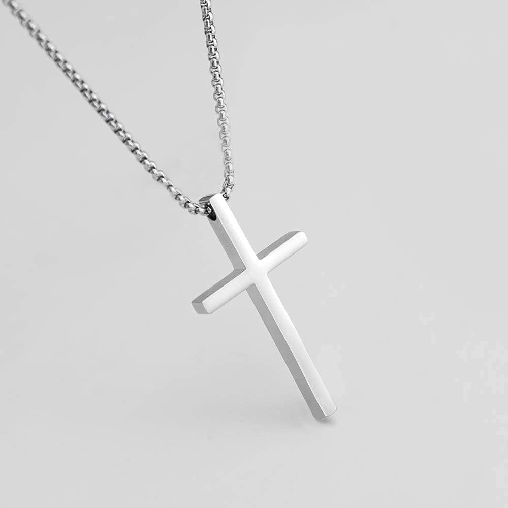Apeso Men's Stainless Steel Cross Pendant Necklace - 20-22 Inch Chain in Gold, Silver & Black | Religious Jewelry Gift for Him, Everyday Wear & Special Occasions