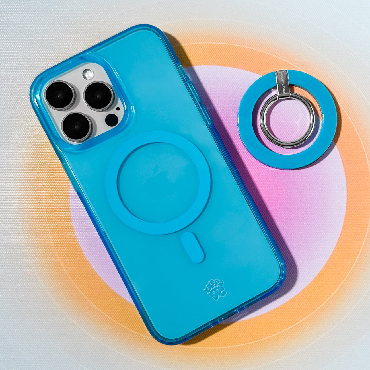 Neon Blue Clear iPhone Case - Shockproof & Scratch-Resistant Protective Cover for iPhone 12/13/14/15 Pro Max - Slim Fit Transparent Phone Case for Everyday Use & Outdoor Activities