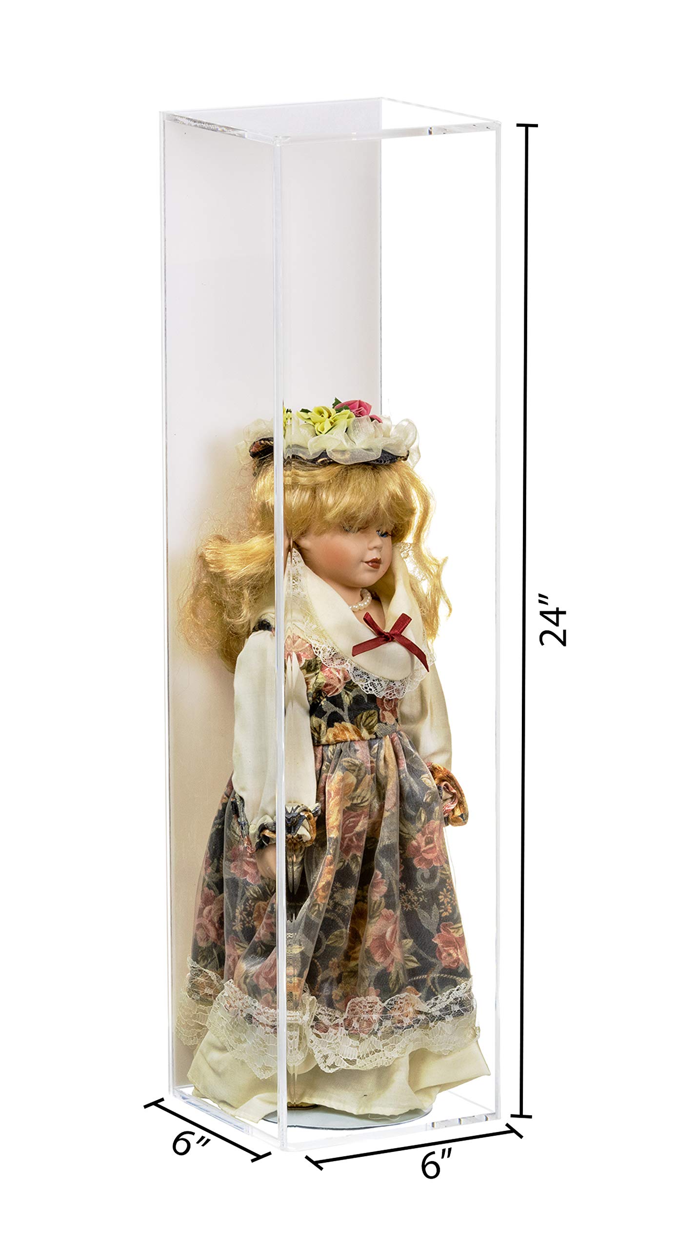 Clear Acrylic Display Case for Dolls, Bobbleheads & Action Figures - Wall Mountable Collectible Toy Protector with White Back (Vertical/Horizontal) - Perfect for Showcasing Anime Figures, Funko Pops & Valuable Collectibles in Home or Office