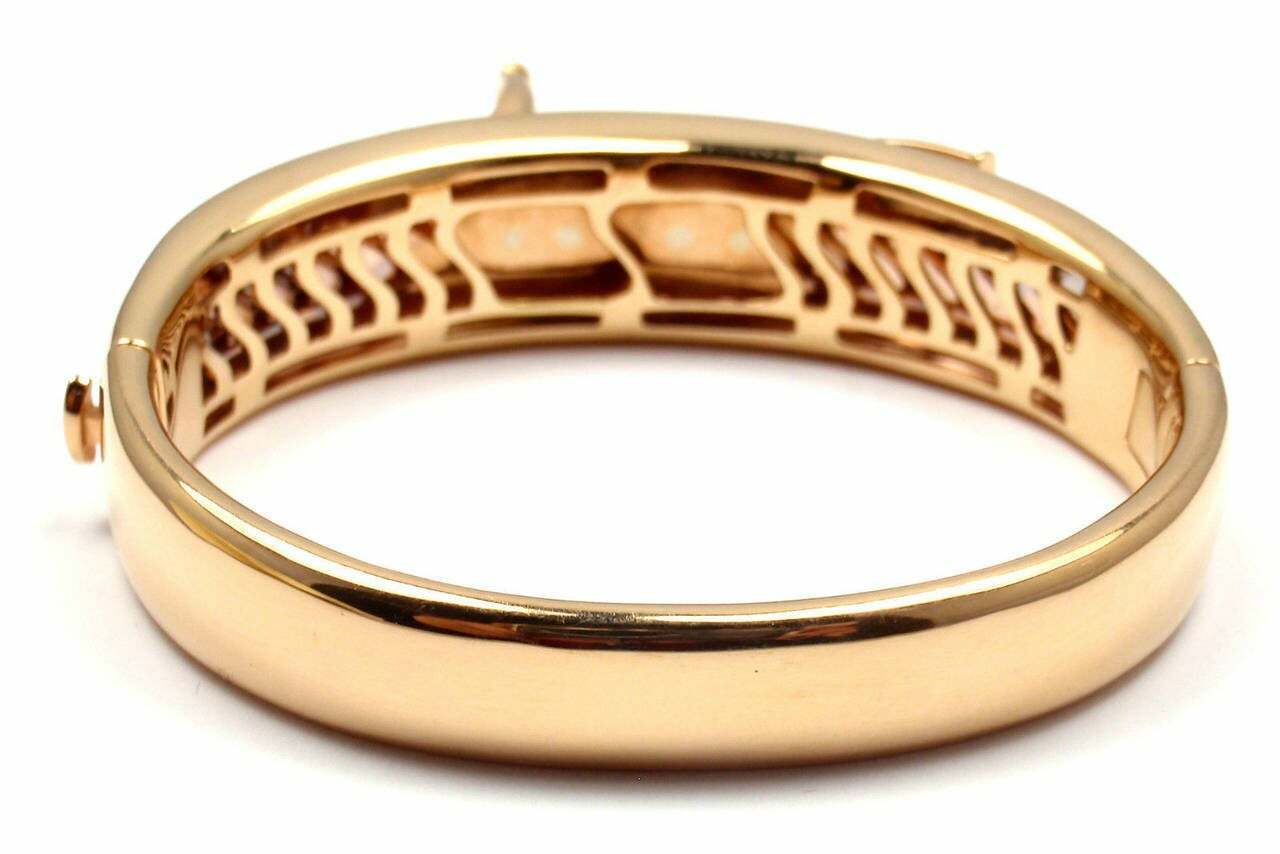 Authentic Roberto Coin Cheval Stirrup 18k Gold Diamond Enamel Bangle Bracelet for Women - Luxury Italian Jewelry Gift for Anniversary, Birthday & Special Occasions